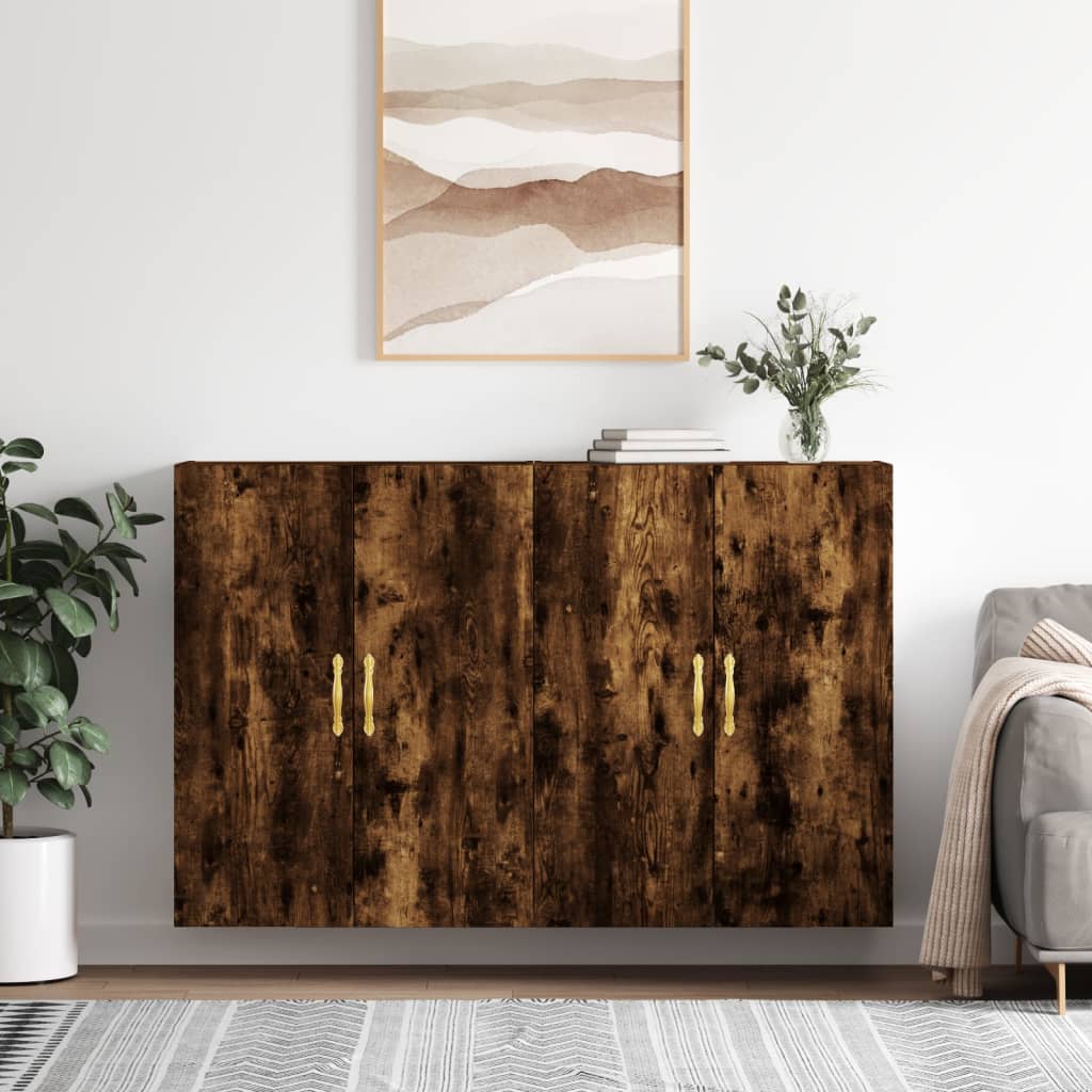 Dulapuri montate pe perete, 2 buc, stejar afumat, 69,5x34x90 cm GartenMobel Dekor