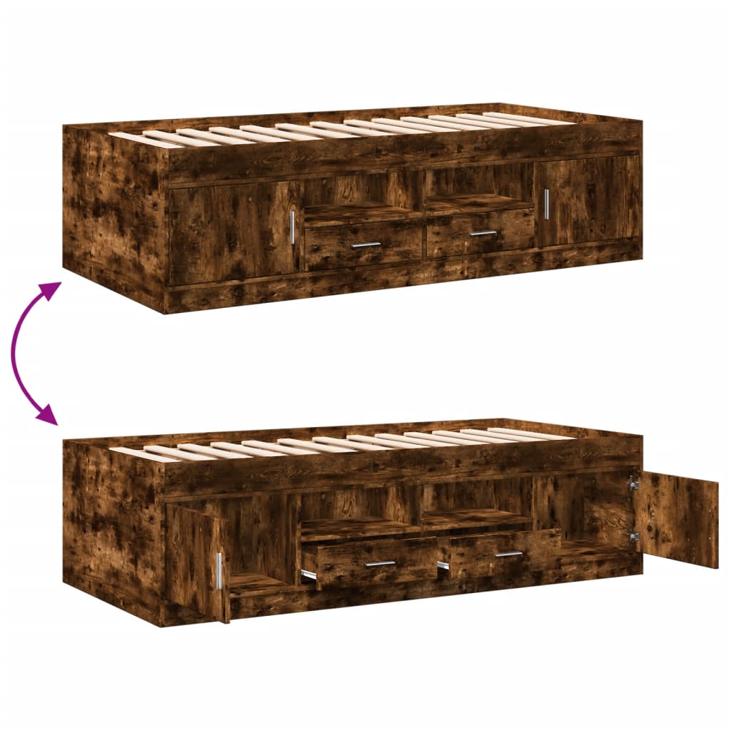 Pat de zi cu sertare fără saltea, stejar fumuriu, 90x200 cm GartenMobel Dekor