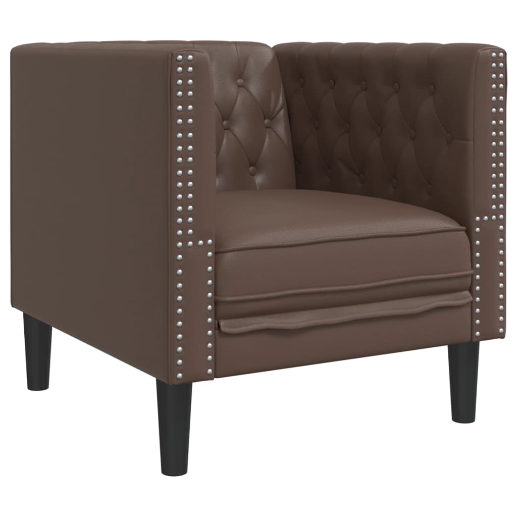 Set canapele Chesterfield cu 3 locuri, maro, piele eco. GartenMobel Dekor