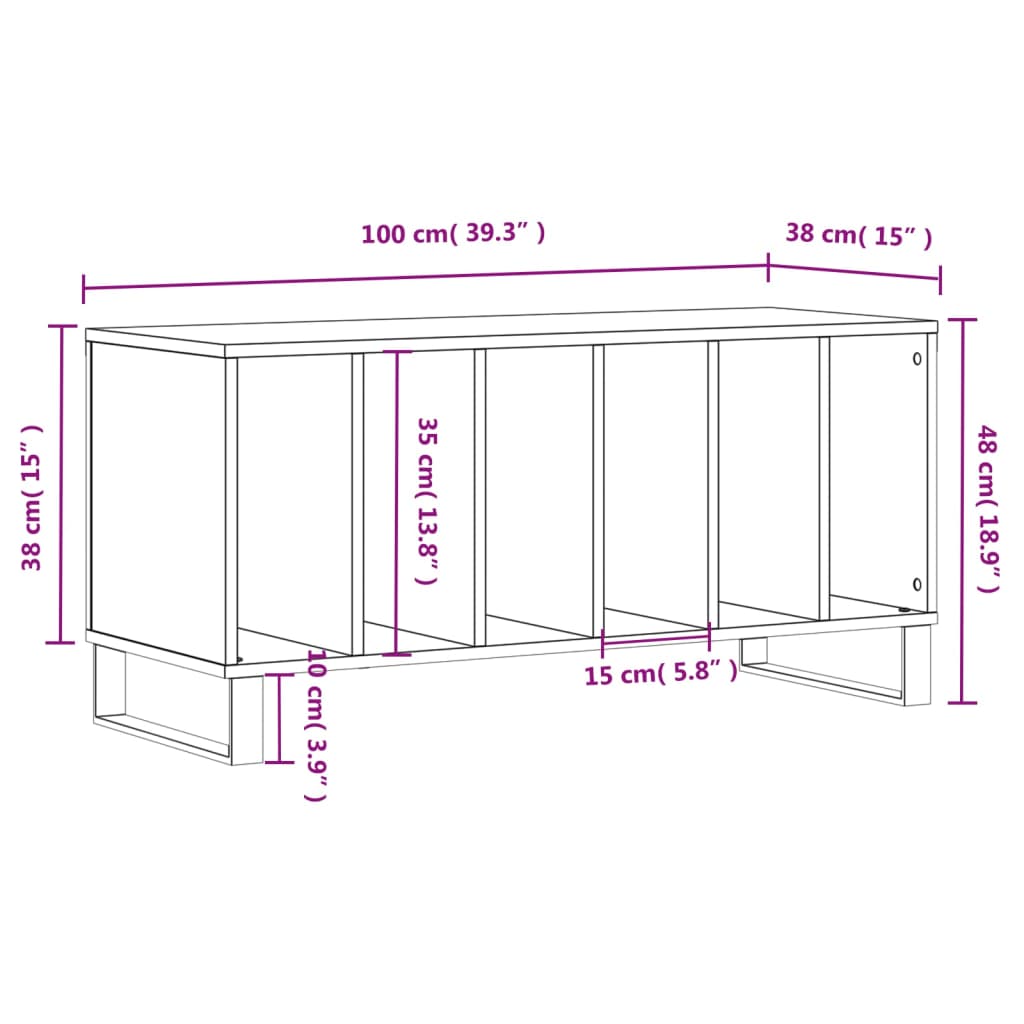 Dulap pentru discuri stejar fumuriu 100x38x48 cm lemn compozit GartenMobel Dekor