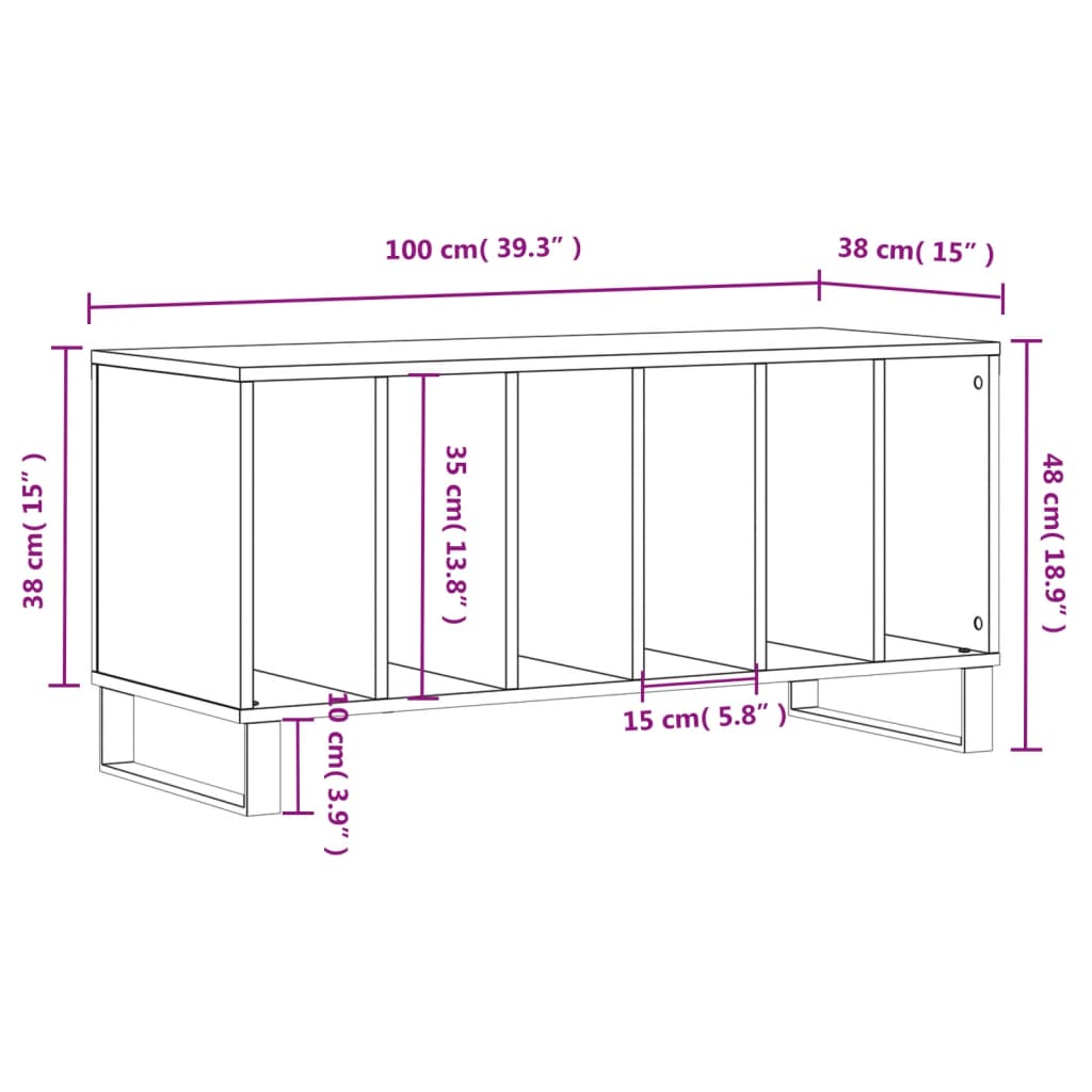 Dulap pentru discuri stejar sonoma 100x38x48 cm, lemn prelucrat GartenMobel Dekor