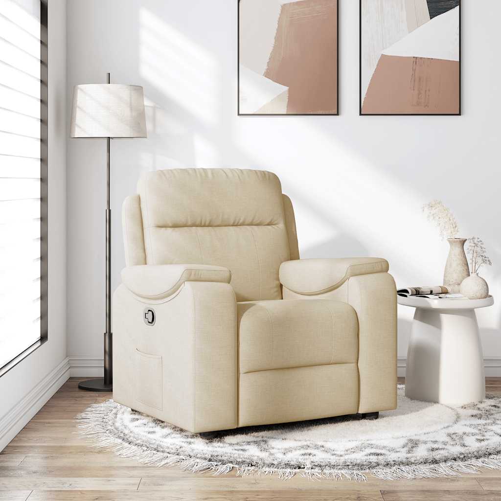 Fotoliu rabatabil, crem, material textil GartenMobel Dekor