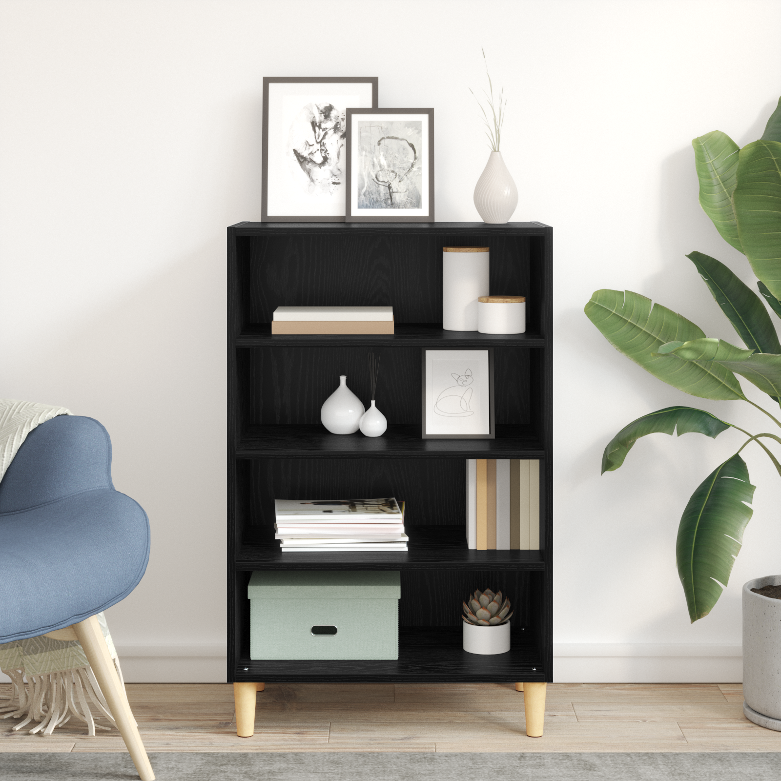 Bufet cu raft Stejar negru 57 x 35 x 90 cm Lemn compozit GartenMobel Dekor