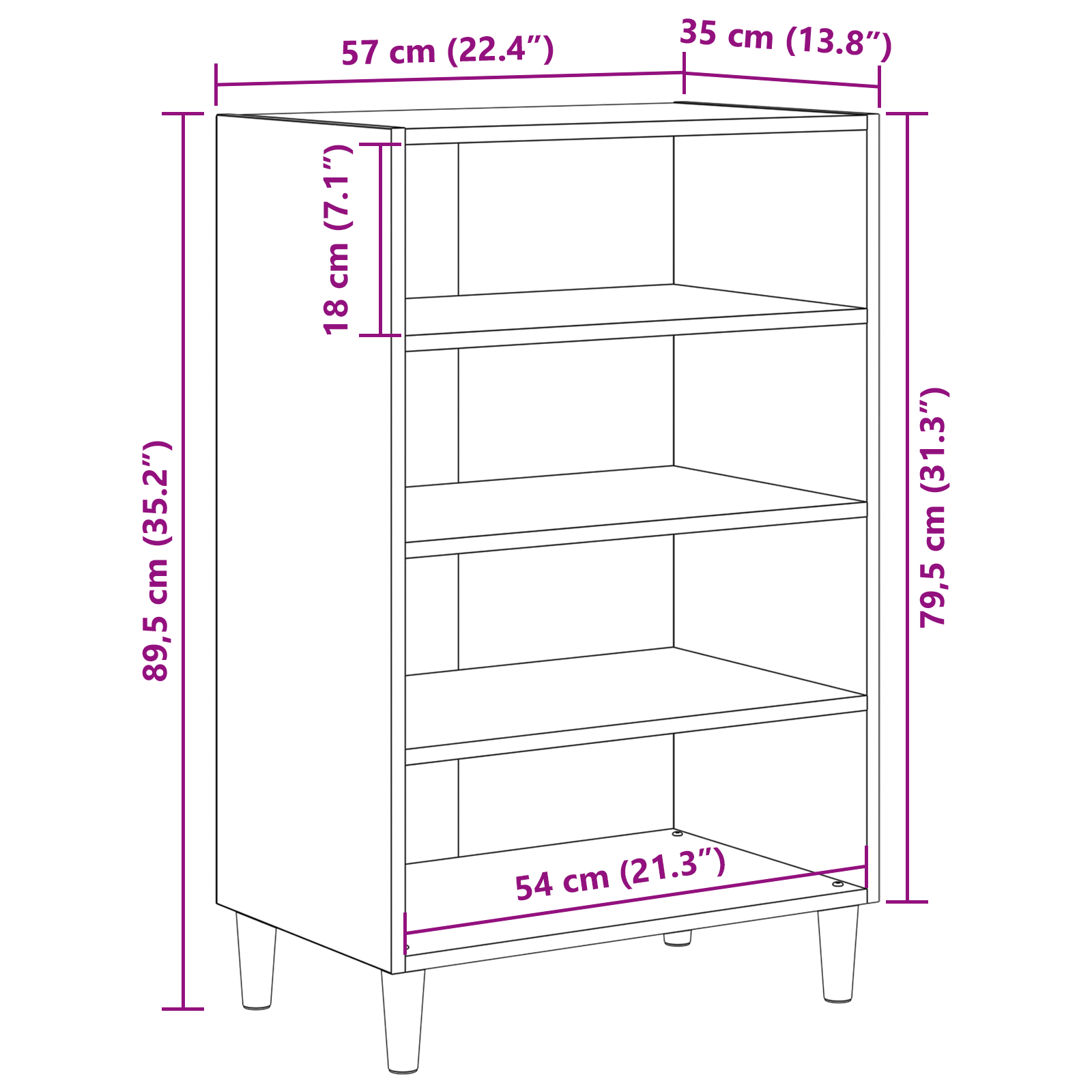 Bufet cu raft Stejar negru 57 x 35 x 90 cm Lemn compozit GartenMobel Dekor