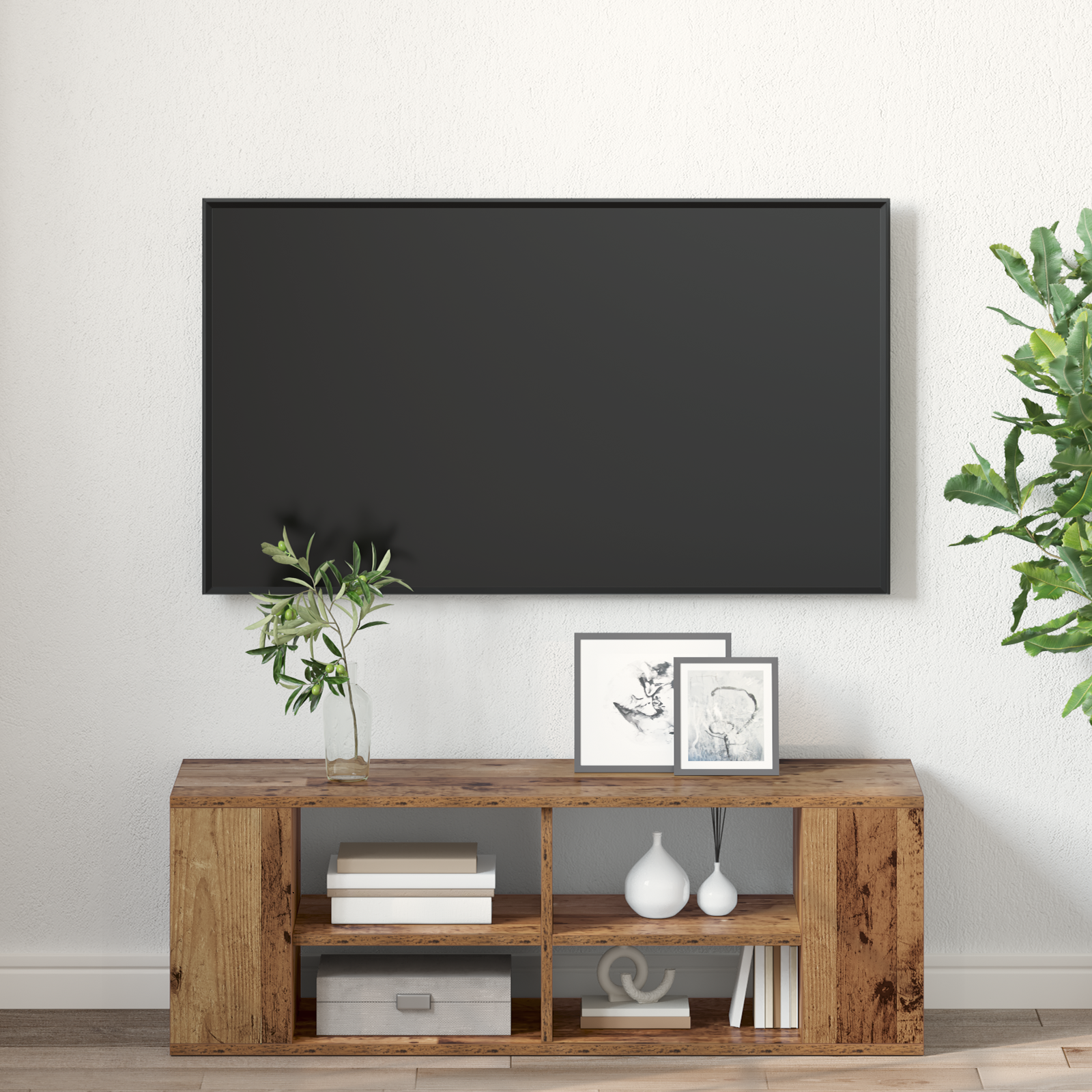 Cabinet TV cu raft Pe perete Lemn vechi 102 x 35 x 35 cm Lemn compozit GartenMobel Dekor