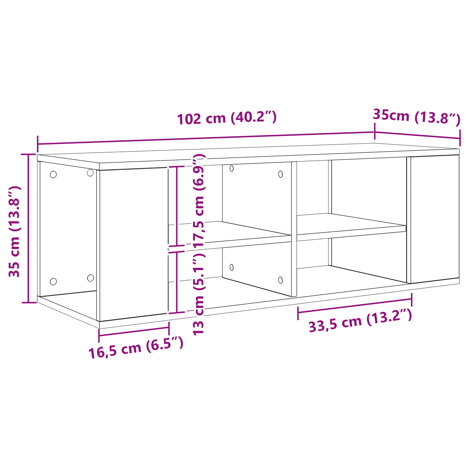 Cabinet TV cu raft Pe perete Lemn vechi 102 x 35 x 35 cm Lemn compozit GartenMobel Dekor