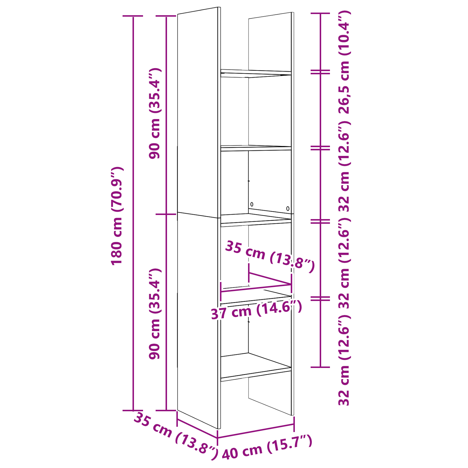 Dulap pentru cărți Lemn vechi 40 x 35 x 180 cm Lemn compozit GartenMobel Dekor
