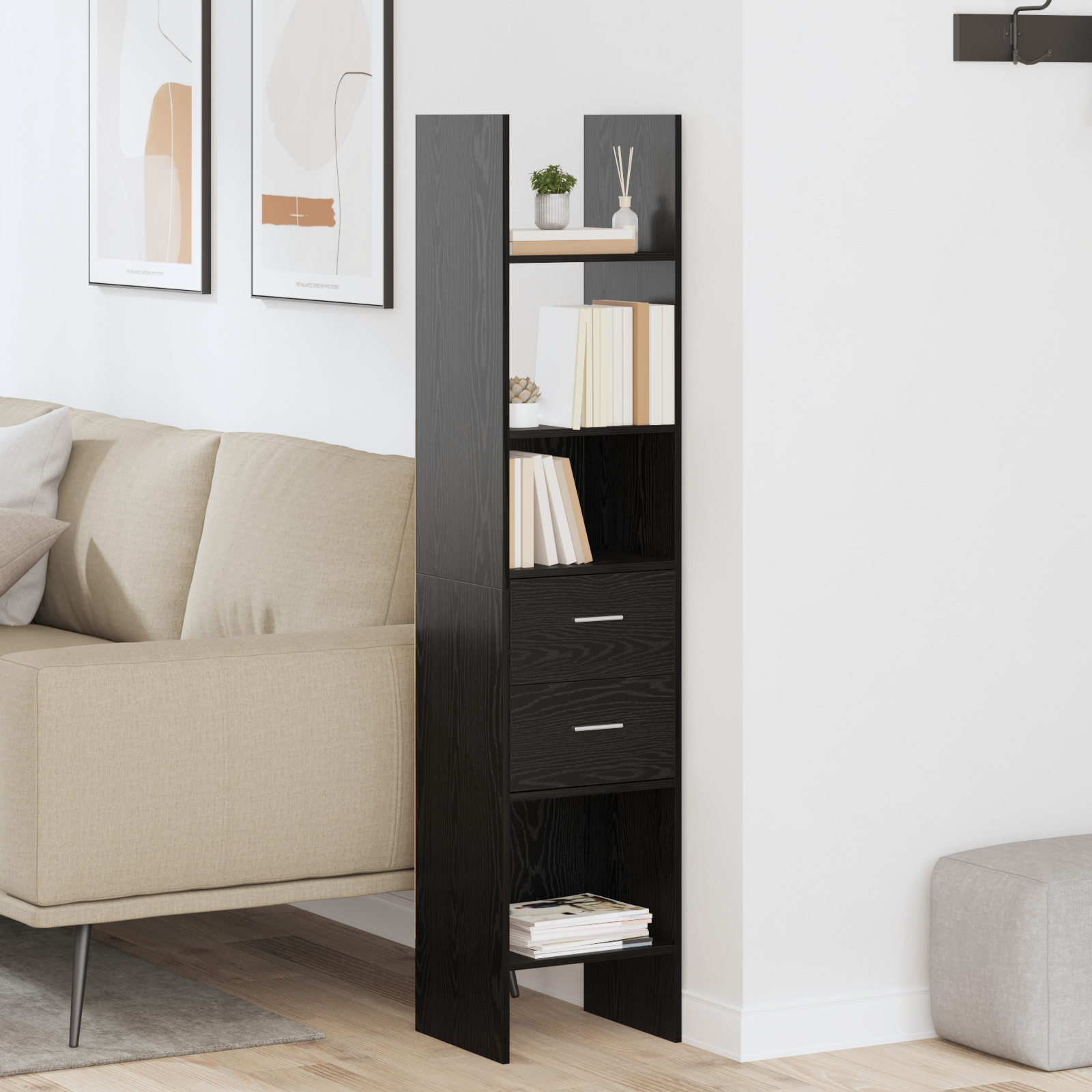 Dulap pentru cărți Stejar negru 40 x 35 x 180 cm Lemn compozit GartenMobel Dekor