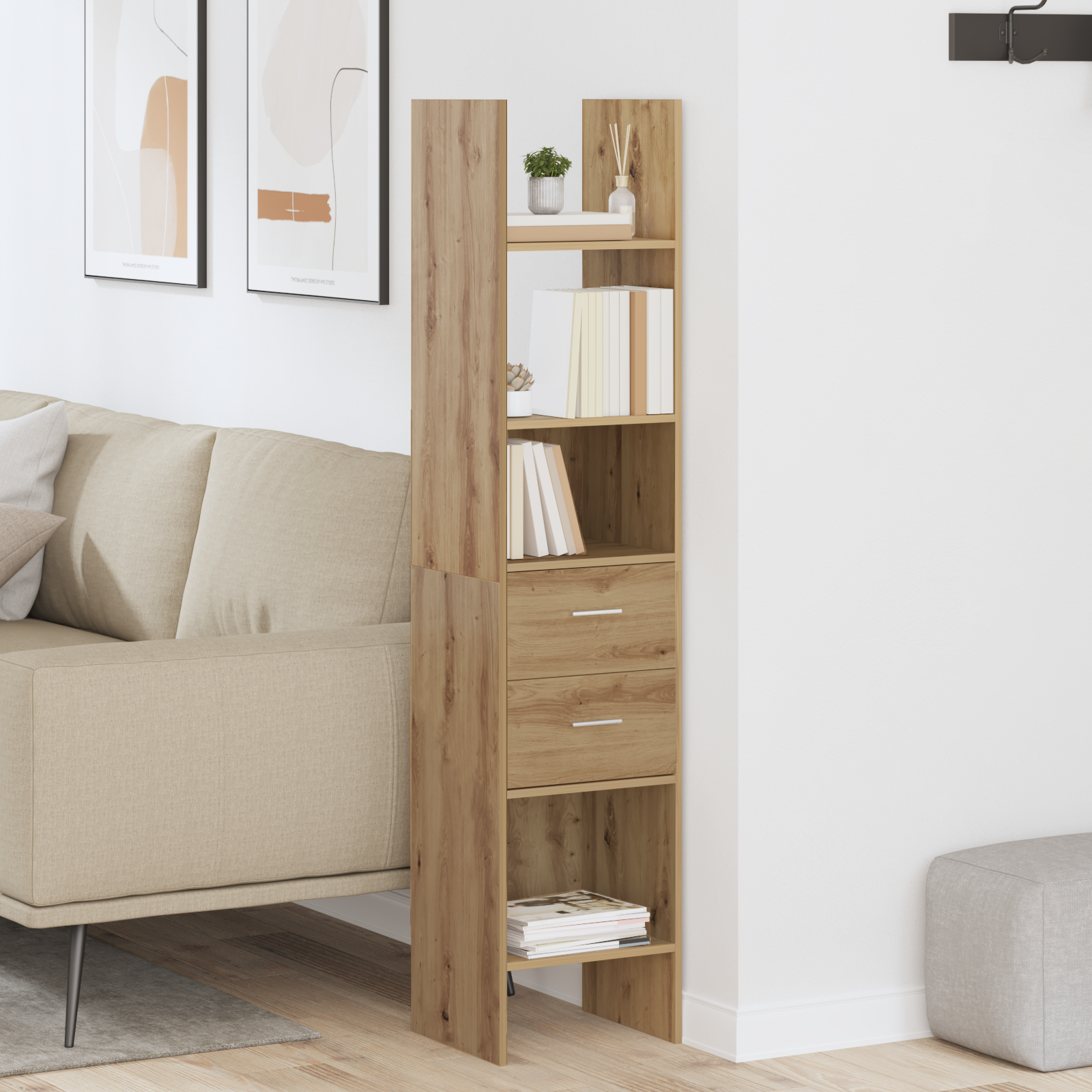 Dulap pentru cărți stejar artizanal 40 x 35 x 180 cm GartenMobel Dekor