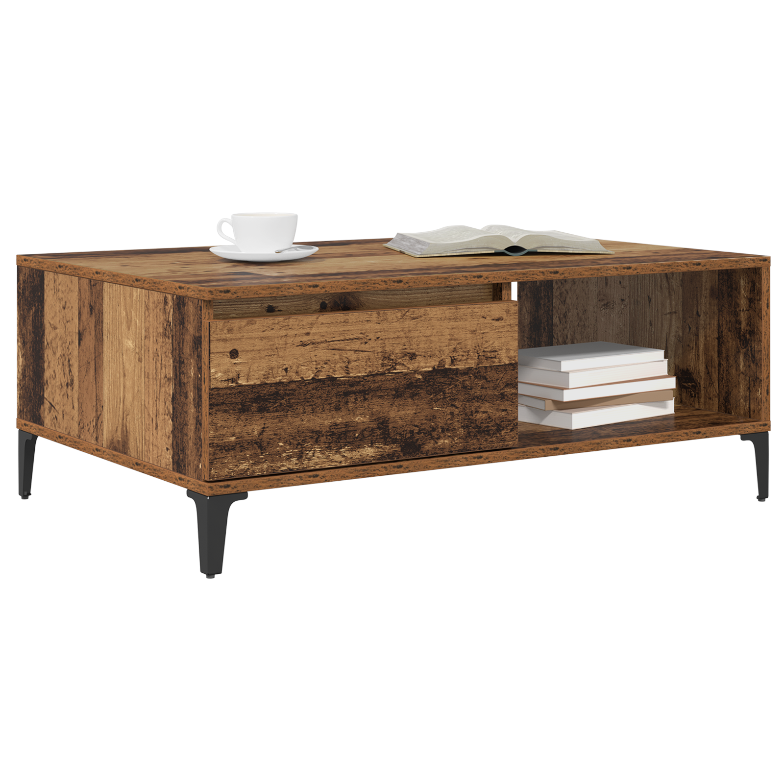 Masă de cafea cu raft Lemn vechi 90 x 60 x 35 cm Lemn compozit GartenMobel Dekor