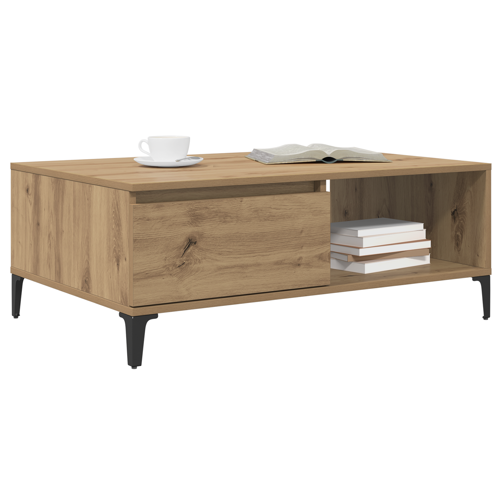 Masă de cafea stejar artizanal 90 x 60 x 35 cm Lemn compozit GartenMobel Dekor