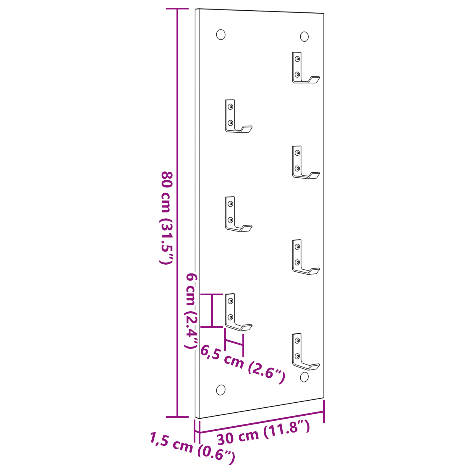 Răcător de paltoane montat pe perete Alb 30 x 1.5 x 80 cm GartenMobel Dekor