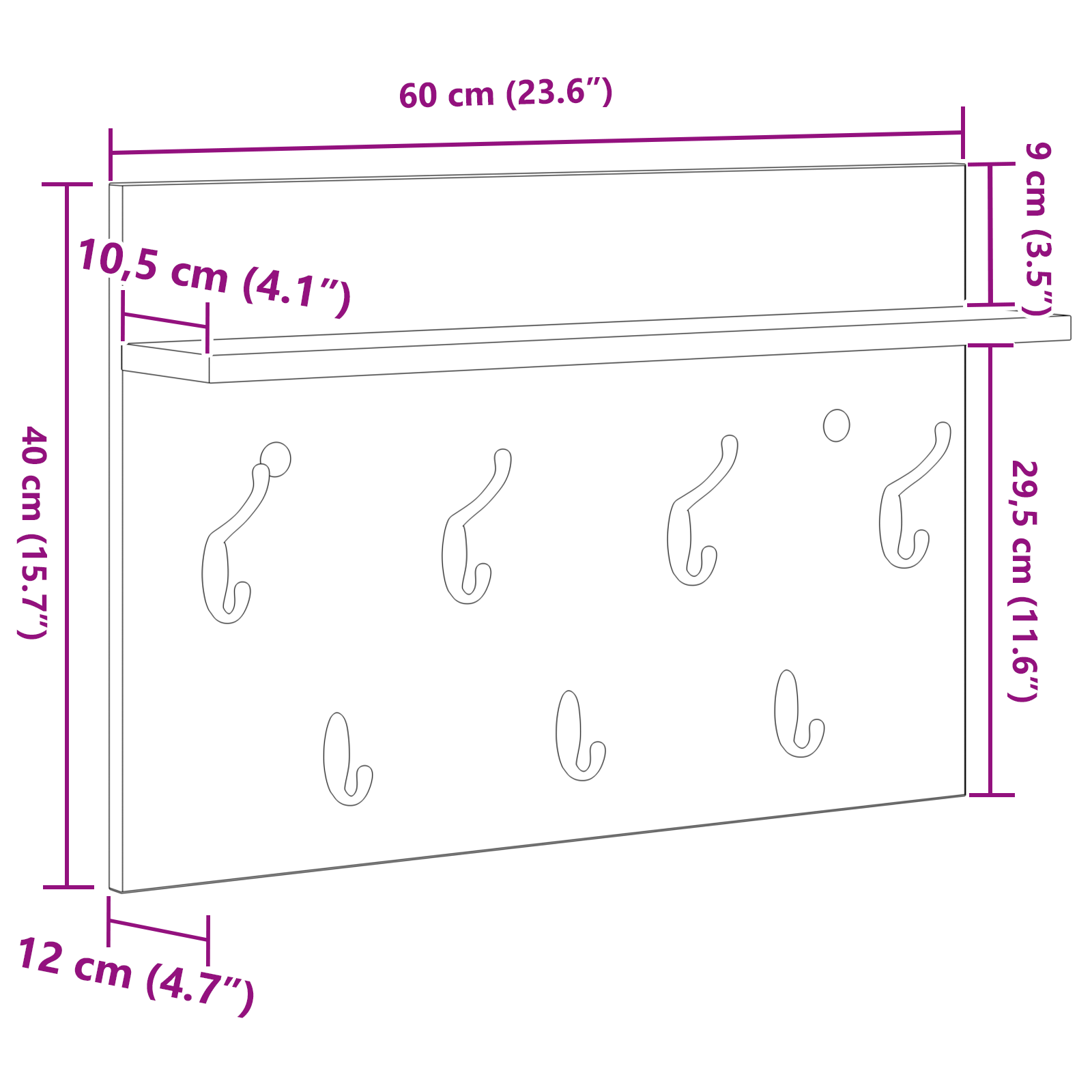 Răcător de paltoane montat pe perete Alb 60 x 40 x 12 cm GartenMobel Dekor