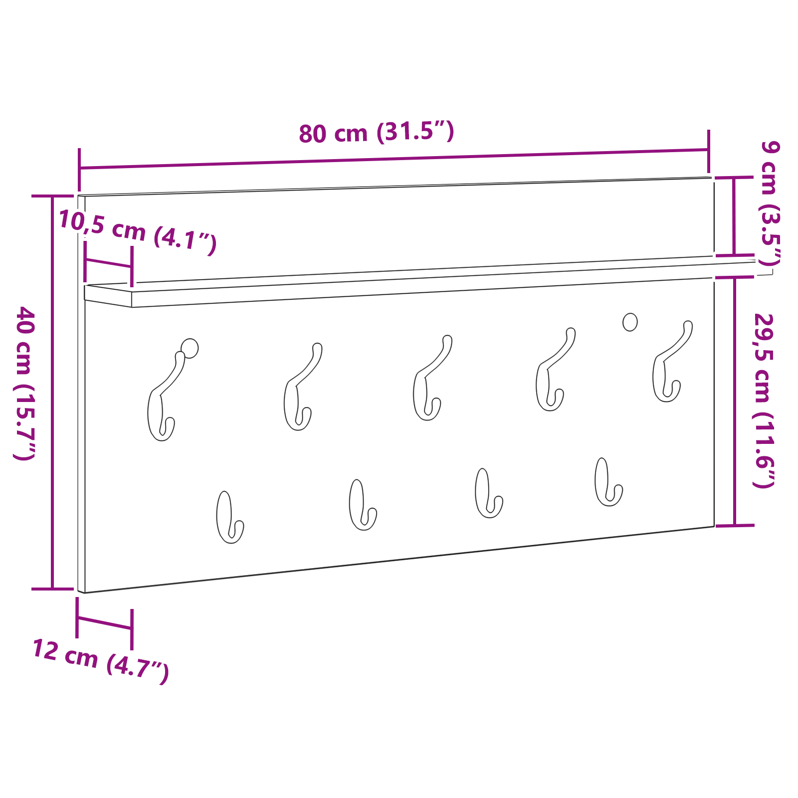 Răcător de paltoane montat pe perete Alb 80 x 40 x 12 cm GartenMobel Dekor