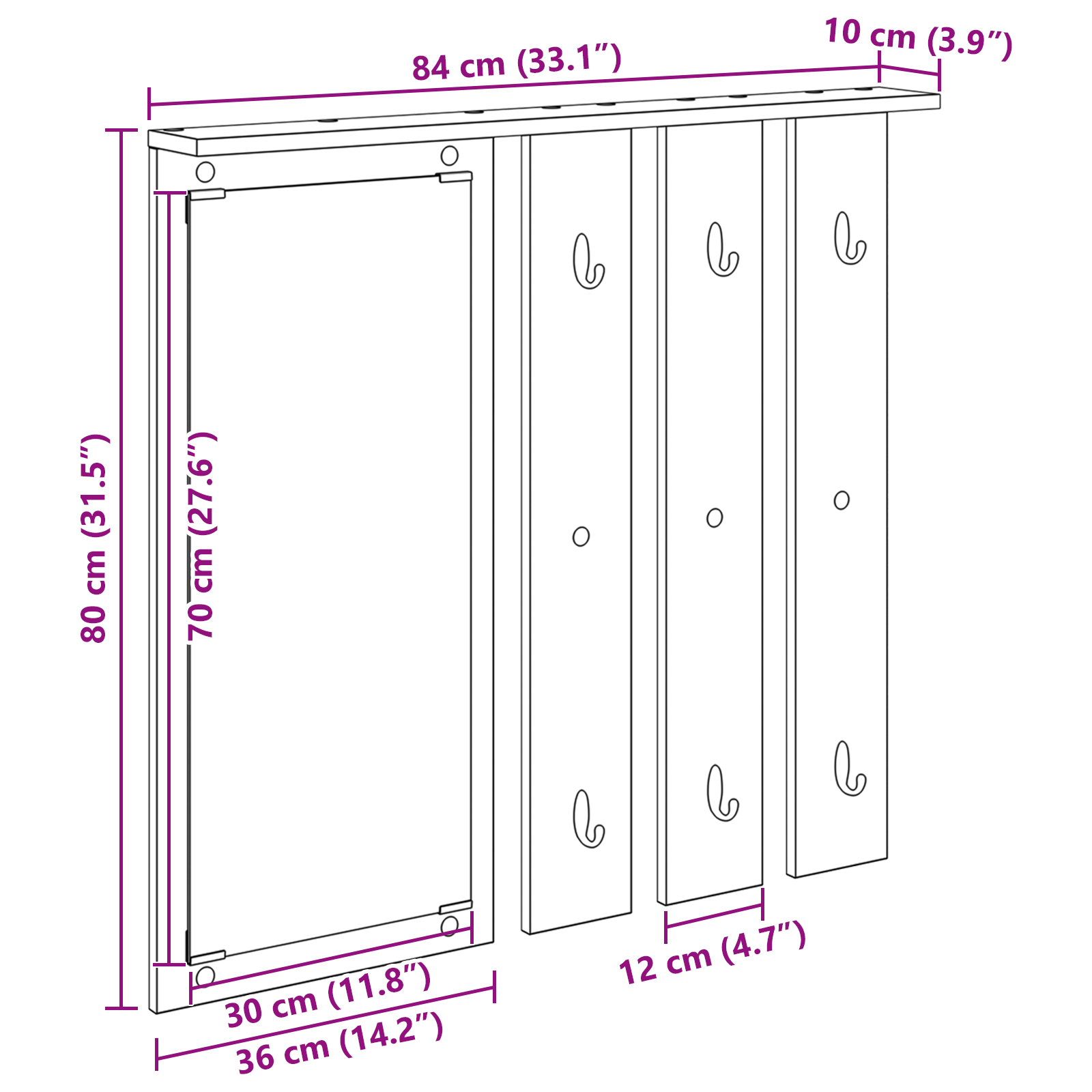 Răcător de paltoane montat pe perete Alb 84 x 10 x 80 cm GartenMobel Dekor