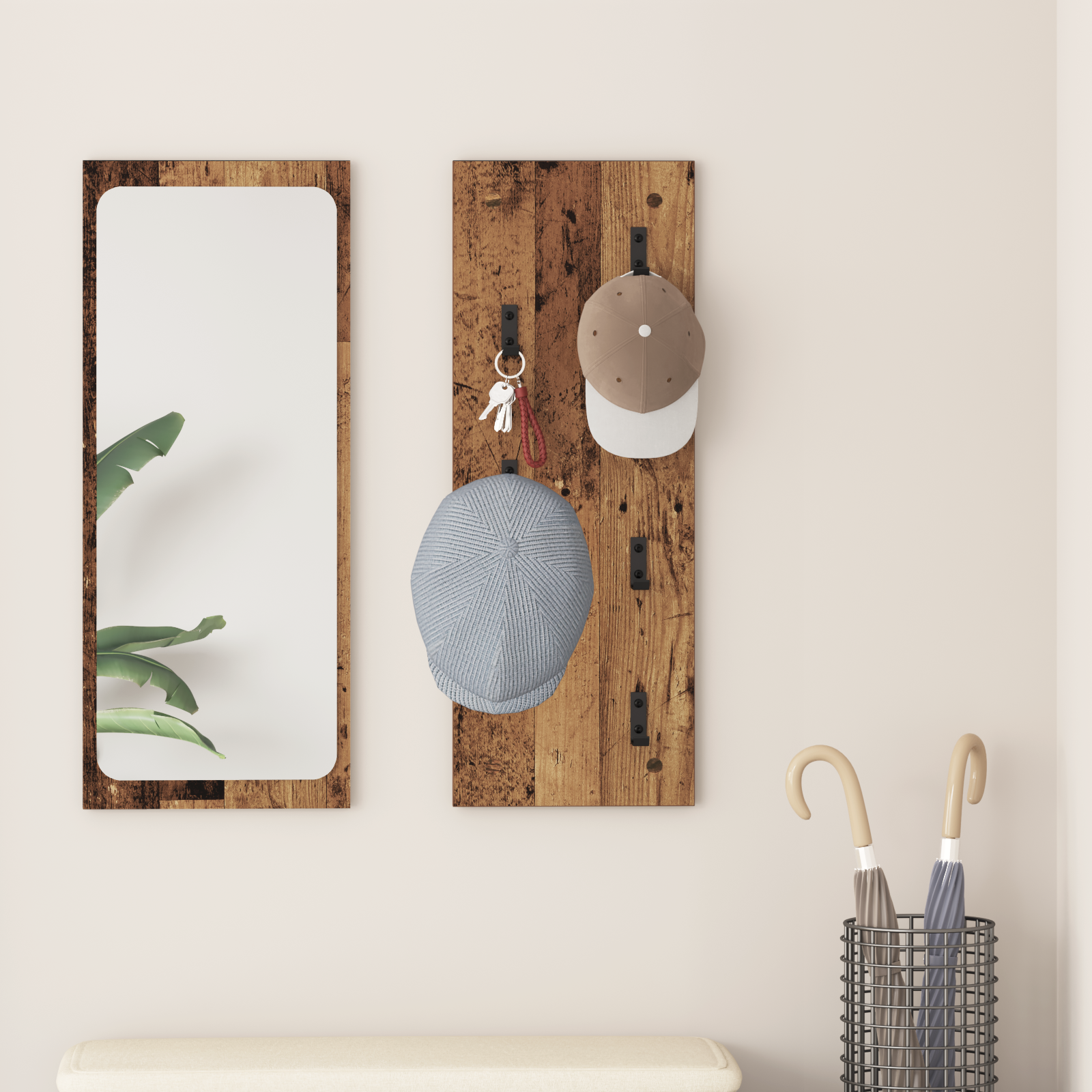 Răcător de paltoane montat pe perete Pe perete Lemn vechi GartenMobel Dekor