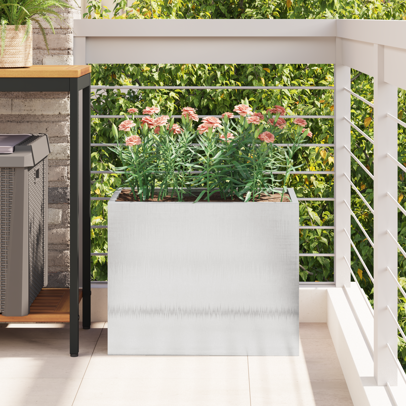 Vază pentru Grădină Argintiu 50 x 32 x 40 cm Oțel inoxidabil GartenMobel Dekor