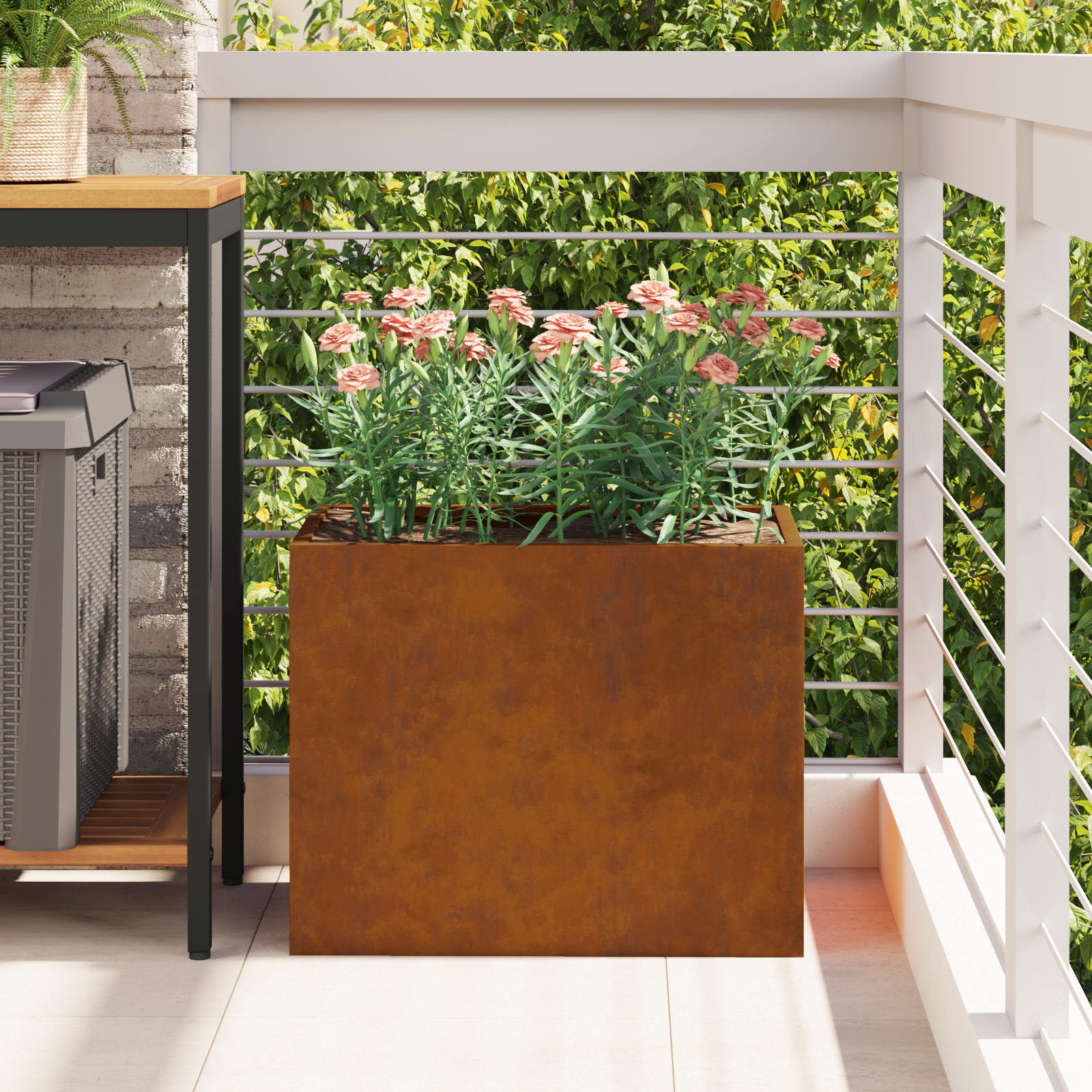 Vază pentru Grădină Maro 50 x 32 x 40 cm Oțel Vechi GartenMobel Dekor