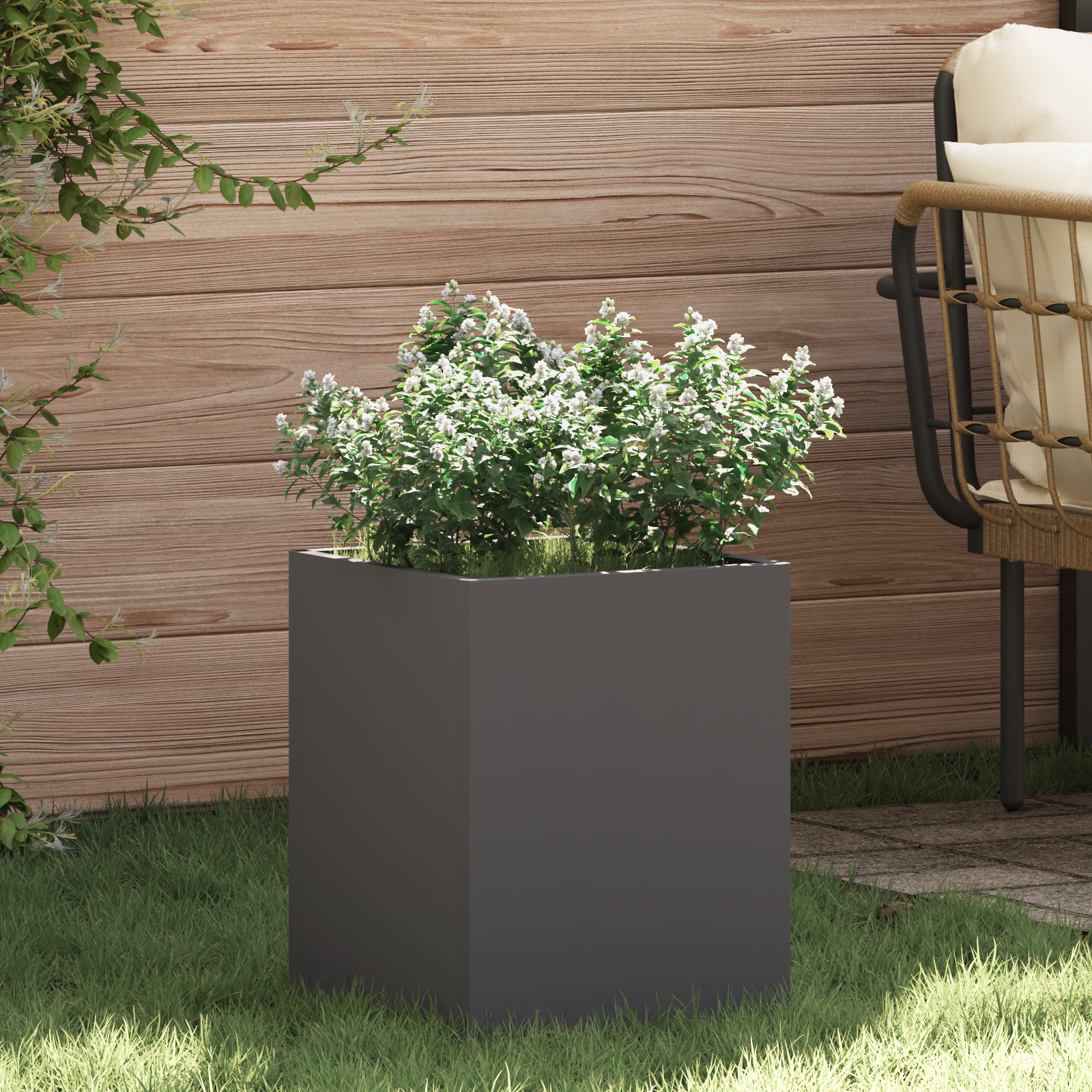 Vază pentru Grădină Negru 32 x 32 x 40 cm Oțel laminat la rece GartenMobel Dekor