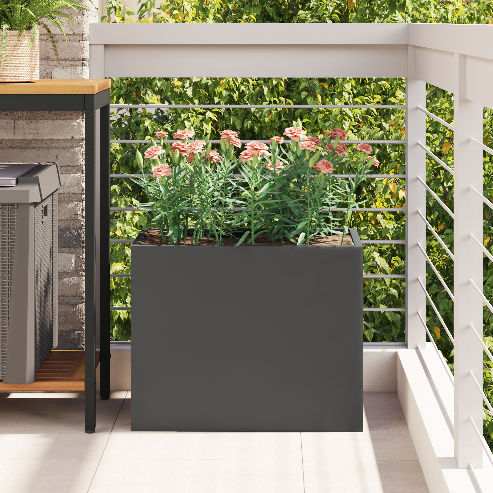 Vază pentru Grădină Negru 50 x 32 x 40 cm Oțel laminat la rece GartenMobel Dekor