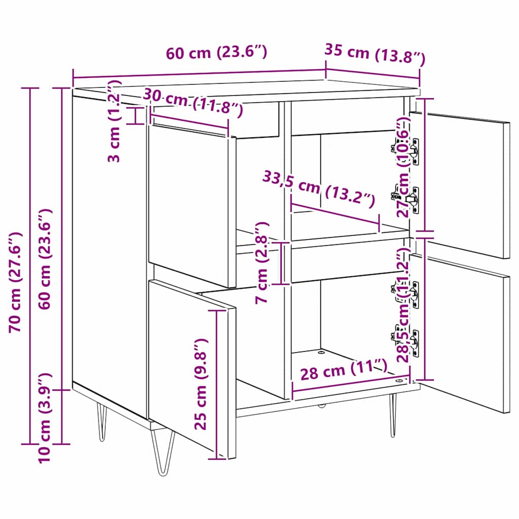 Bufet cu depozitare cu ușă Maro 60 x 35 x 70 cm Lemn compozit GartenMobel Dekor