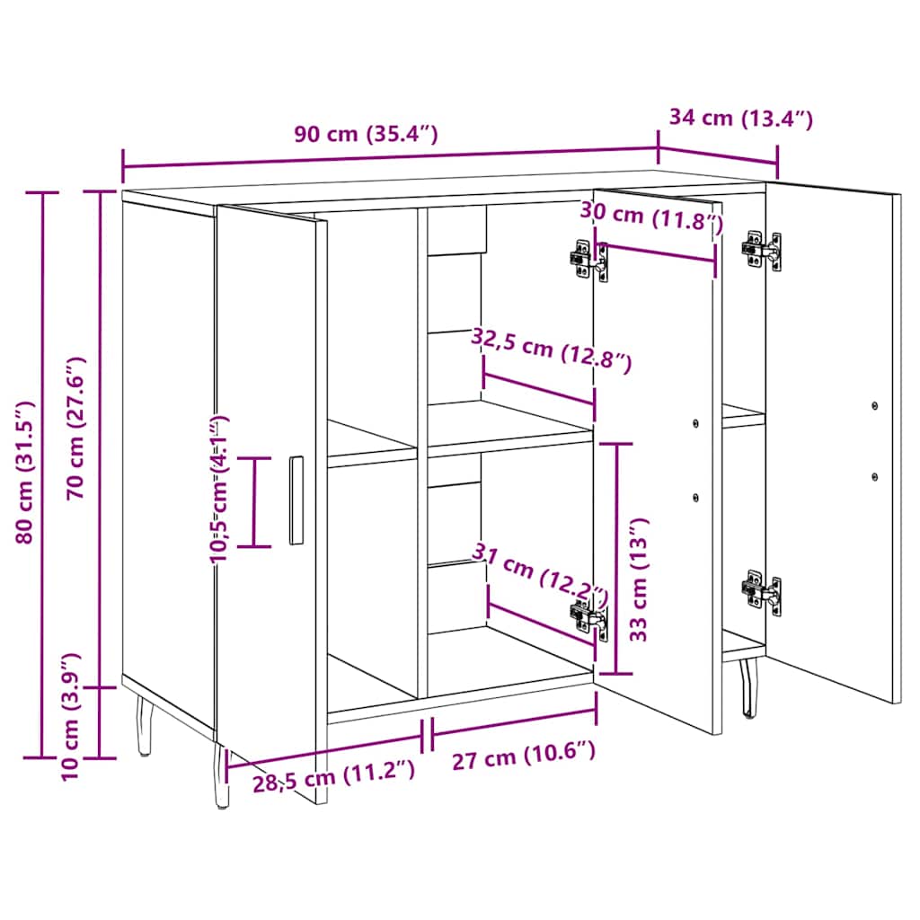 Bufet cu depozitare cu ușă Maro 90 x 34 x 80 cm Lemn compozit GartenMobel Dekor