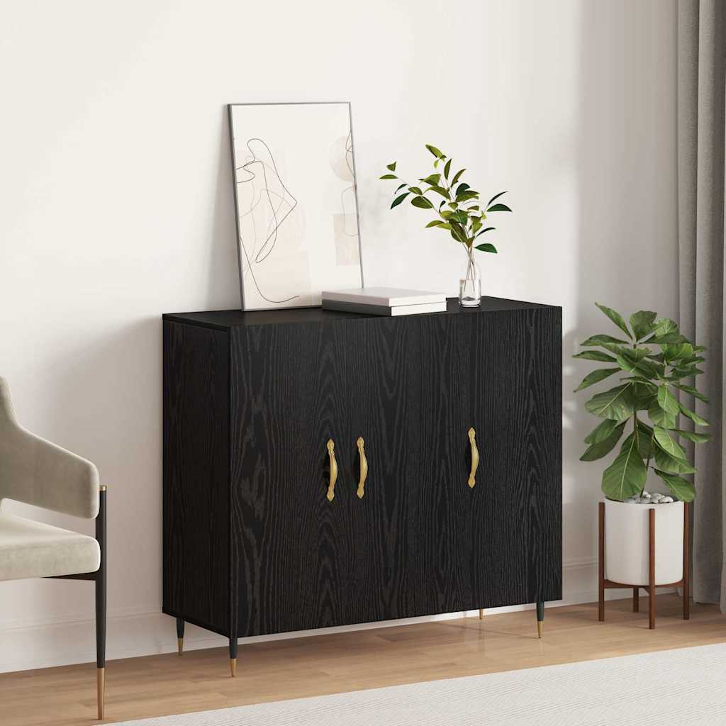 Bufet cu depozitare cu ușă Negru 90 x 34 x 80 cm Lemn compozit GartenMobel Dekor