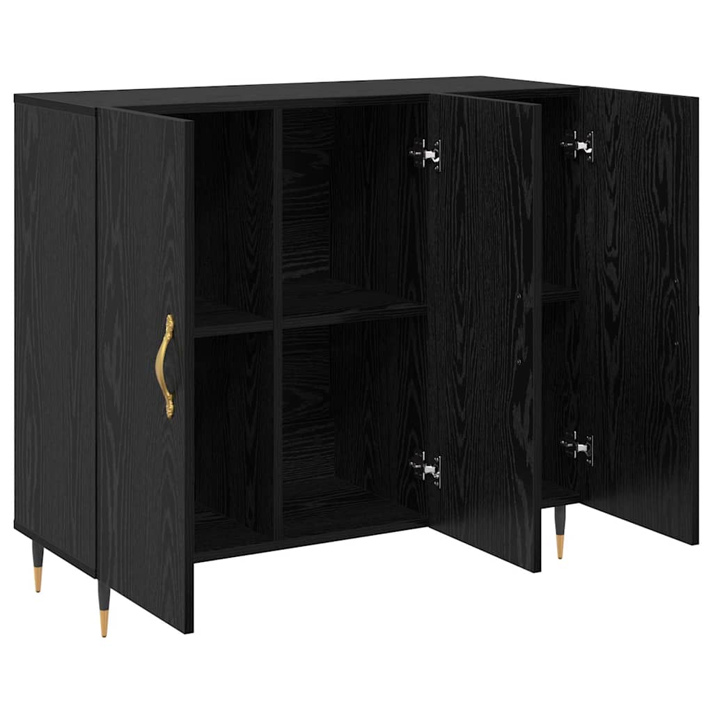 Bufet cu depozitare cu ușă Negru 90 x 34 x 80 cm Lemn compozit GartenMobel Dekor