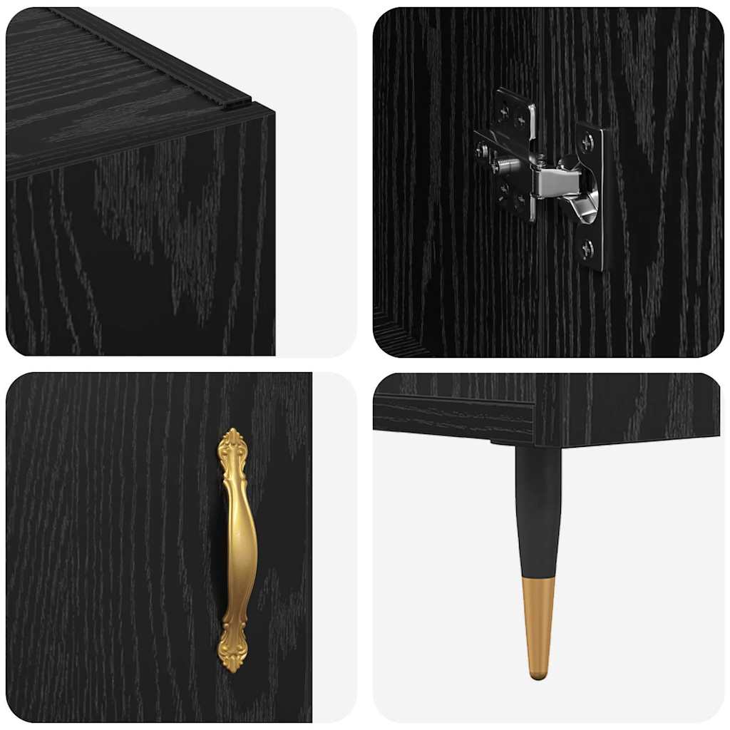 Bufet cu depozitare cu ușă Negru 90 x 34 x 80 cm Lemn compozit GartenMobel Dekor