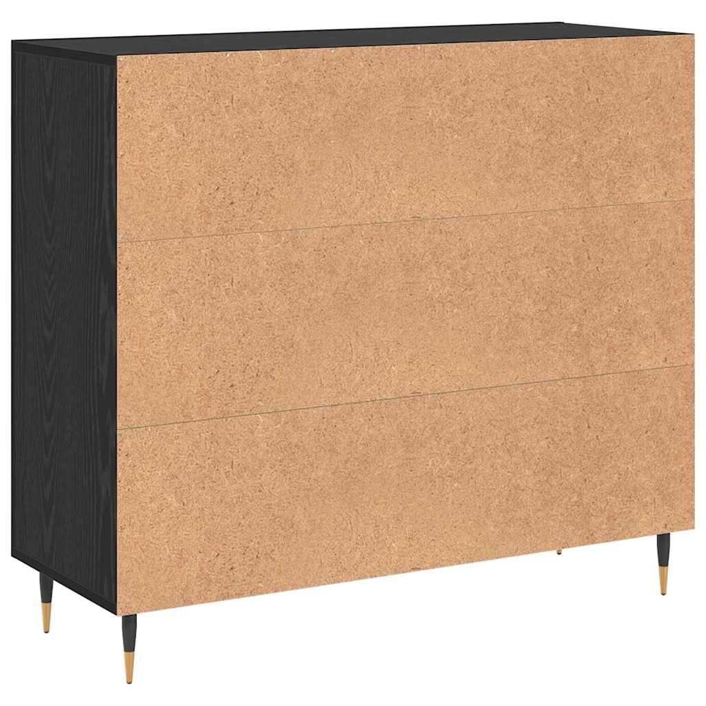 Bufet cu depozitare cu ușă Negru 90 x 34 x 80 cm Lemn compozit GartenMobel Dekor