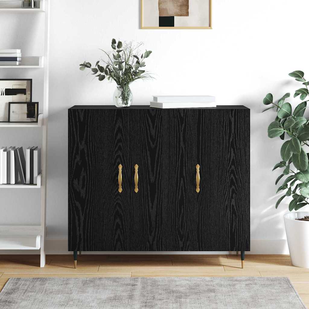 Bufet cu depozitare cu ușă Negru 90 x 34 x 80 cm Lemn compozit GartenMobel Dekor