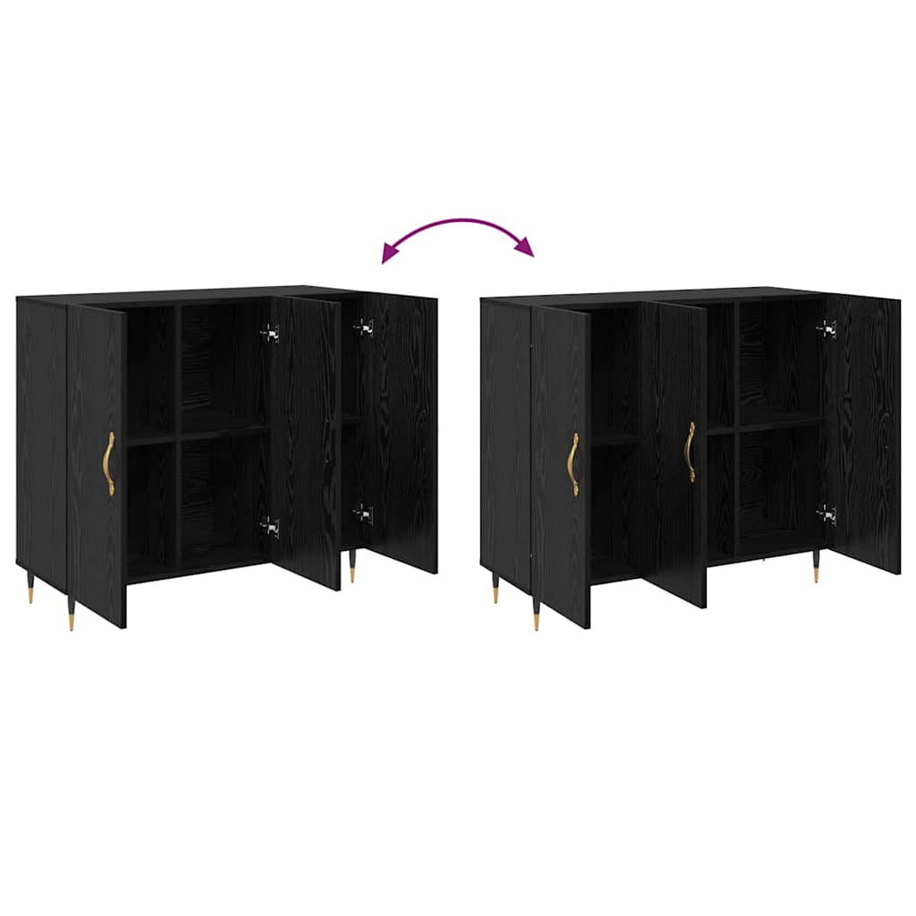 Bufet cu depozitare cu ușă Negru 90 x 34 x 80 cm Lemn compozit GartenMobel Dekor