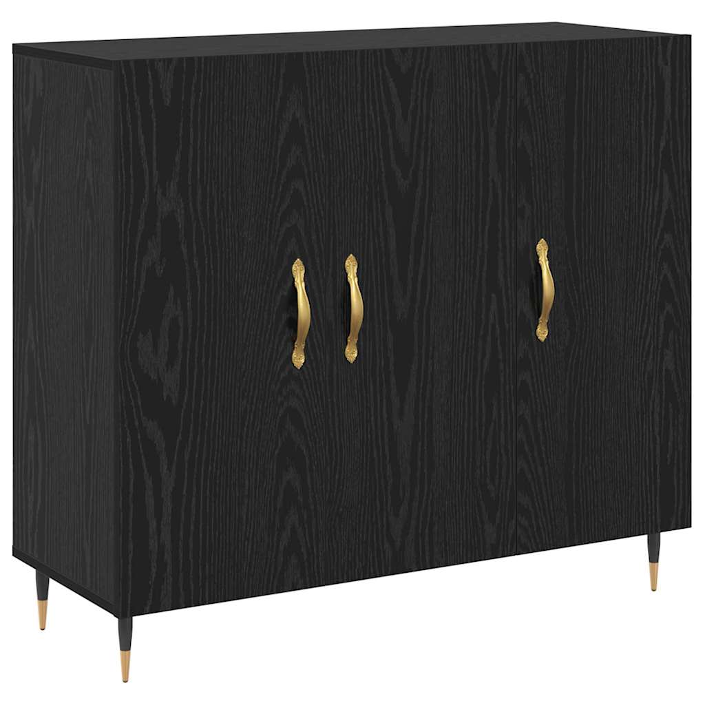 Bufet cu depozitare cu ușă Negru 90 x 34 x 80 cm Lemn compozit GartenMobel Dekor