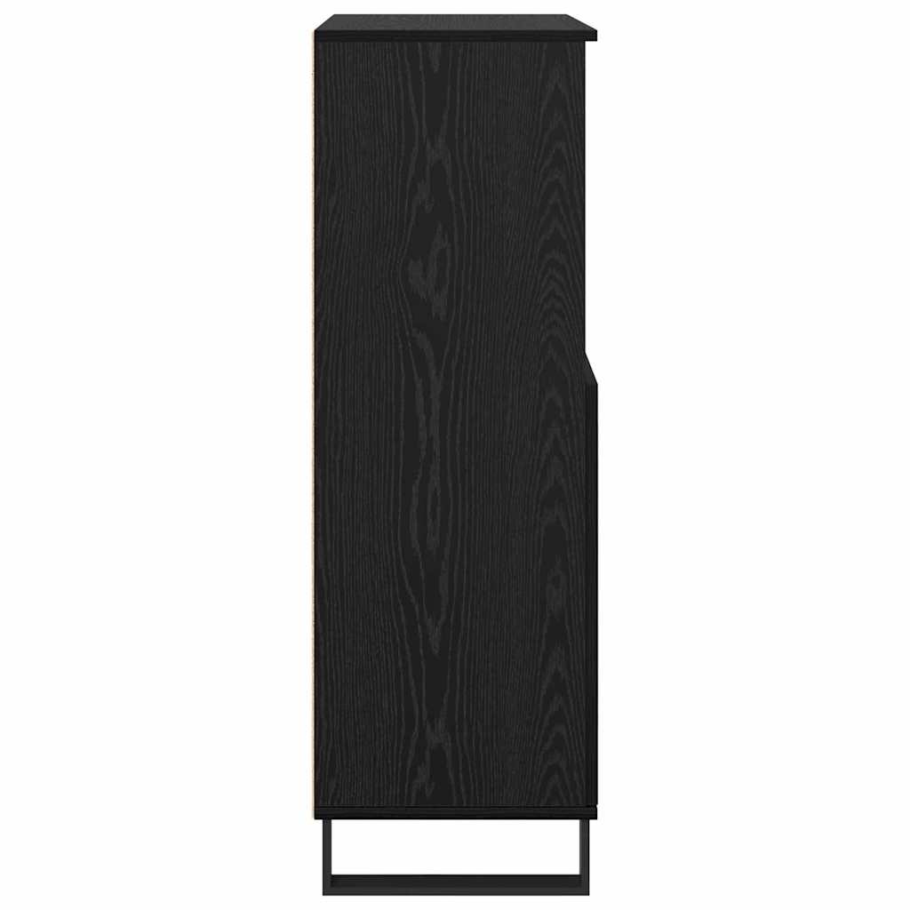 Bufet cu raft cu depozitare cu ușă Negru 60 x 36 x 110 cm Lemn compozit GartenMobel Dekor