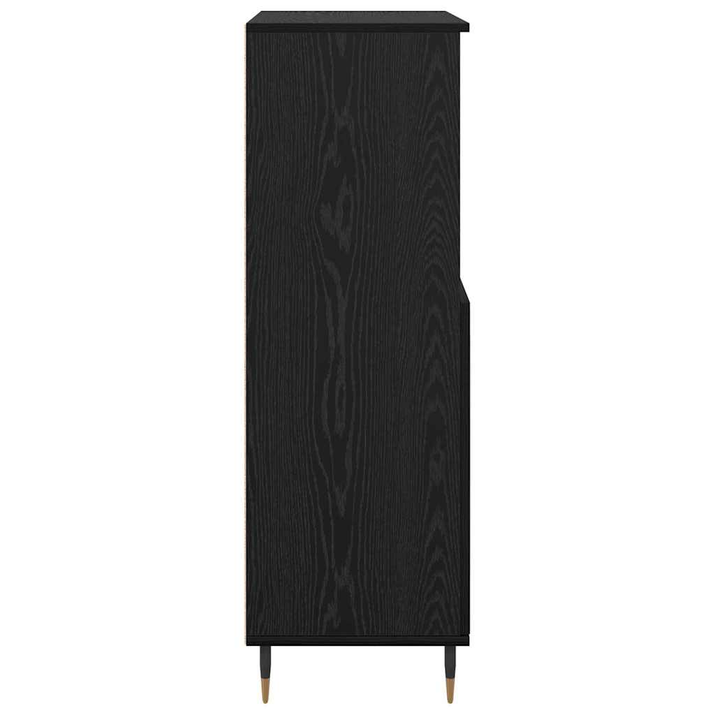 Bufet cu raft cu depozitare cu ușă Negru 60 x 36 x 110 cm Lemn compozit GartenMobel Dekor