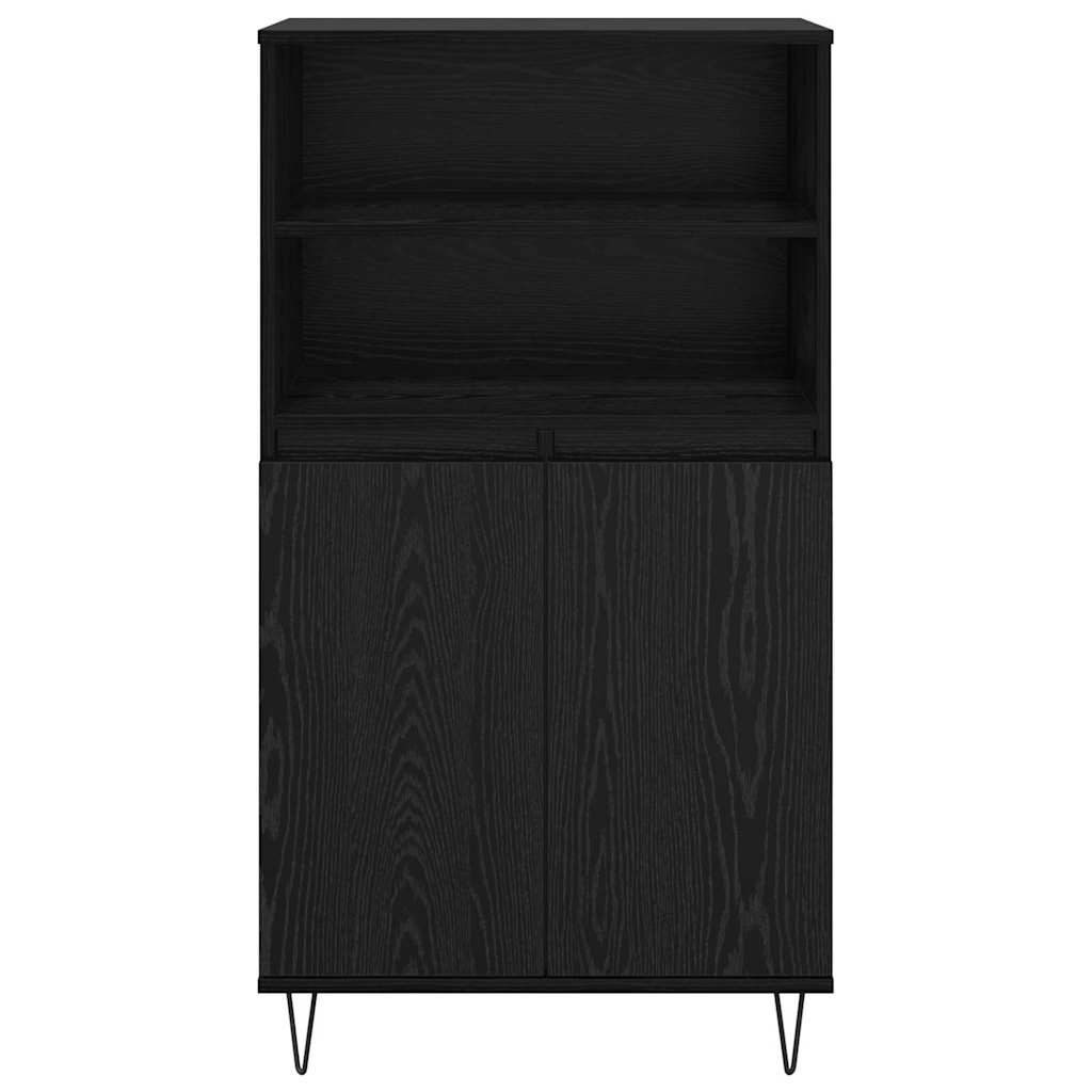 Bufet cu raft cu depozitare cu ușă Negru 60 x 36 x 110 cm Lemn compozit GartenMobel Dekor