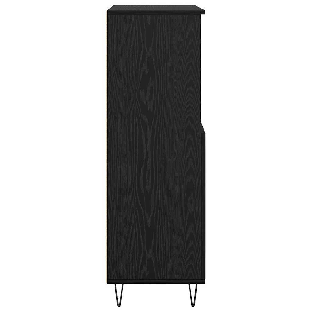Bufet cu raft cu depozitare cu ușă Negru 60 x 36 x 110 cm Lemn compozit GartenMobel Dekor