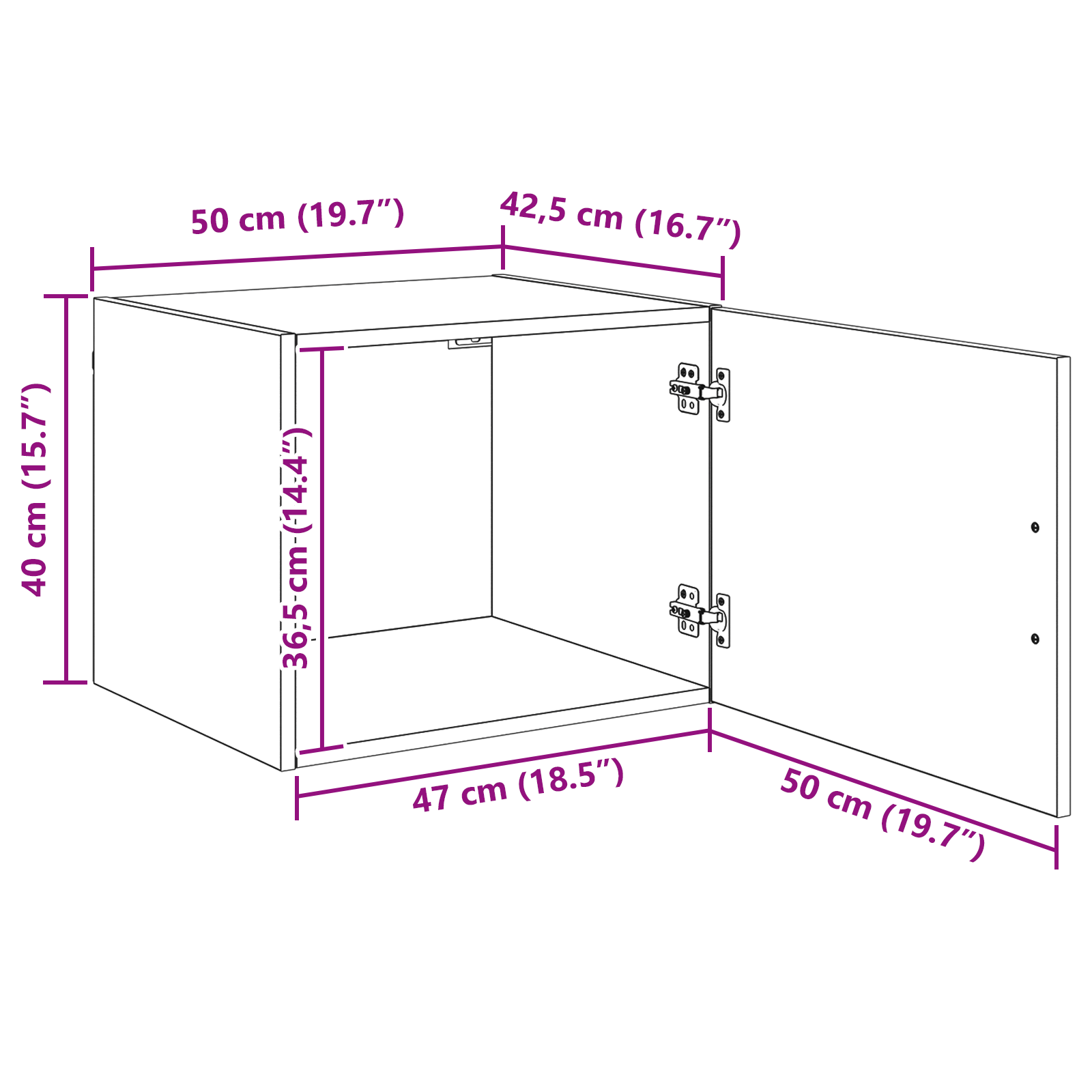 Dulap de perete Lemn vechi 50 x 42.5 x 40 cm Lemn compozit GartenMobel Dekor