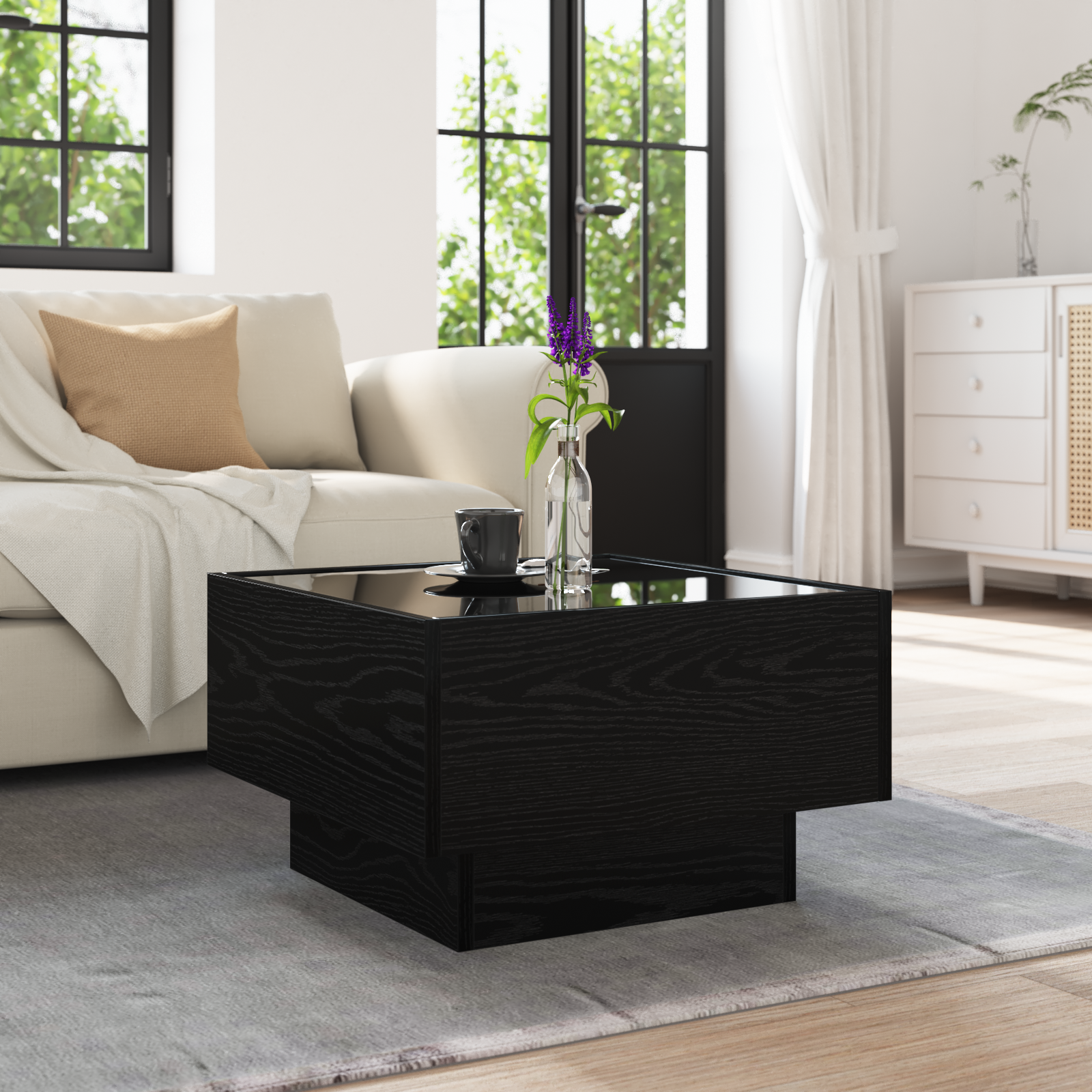 Masă de cafea Stejar negru 50 x 50 x 30 cm Lemn compozit GartenMobel Dekor