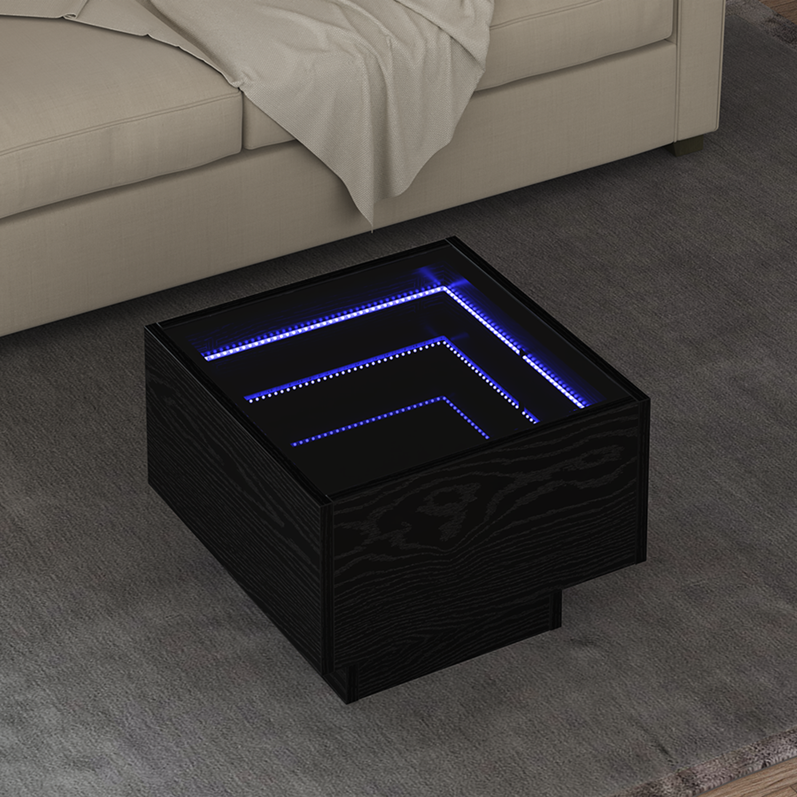 Masă laterală Stejar negru 40 x 40 x 30 cm Lemn compozit GartenMobel Dekor