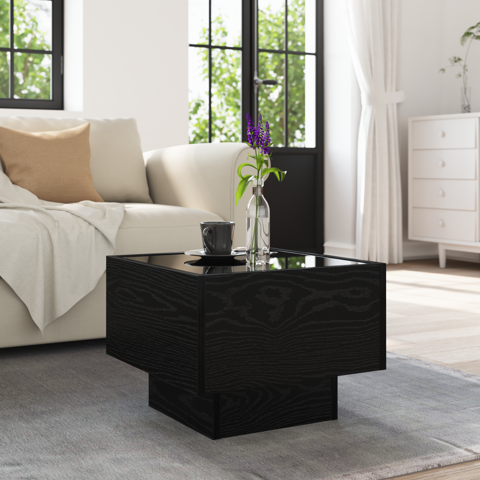 Masă laterală Stejar negru 40 x 40 x 30 cm Lemn compozit GartenMobel Dekor