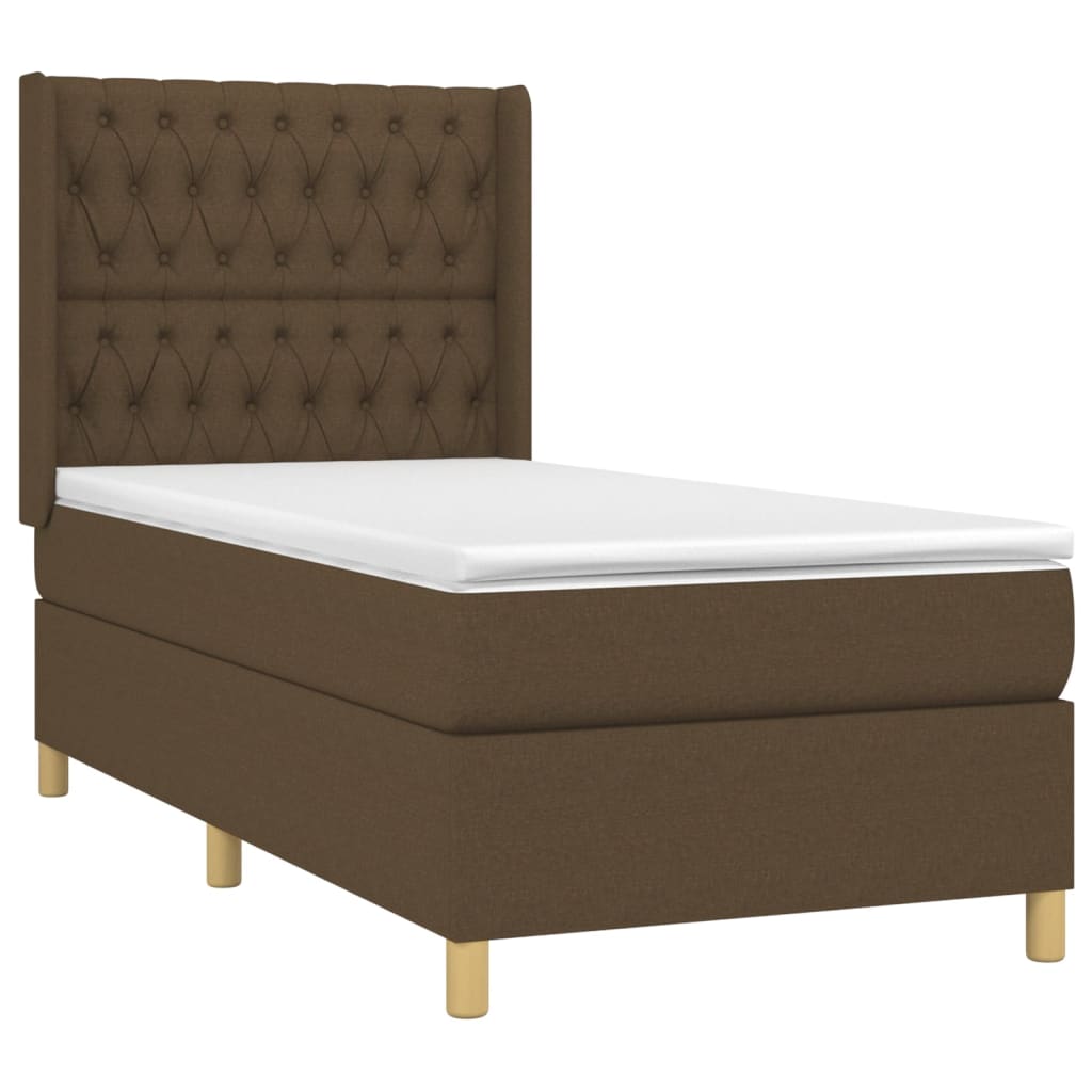 Pat box spring cu saltea, maro închis, 100x200 cm, textil GartenMobel Dekor