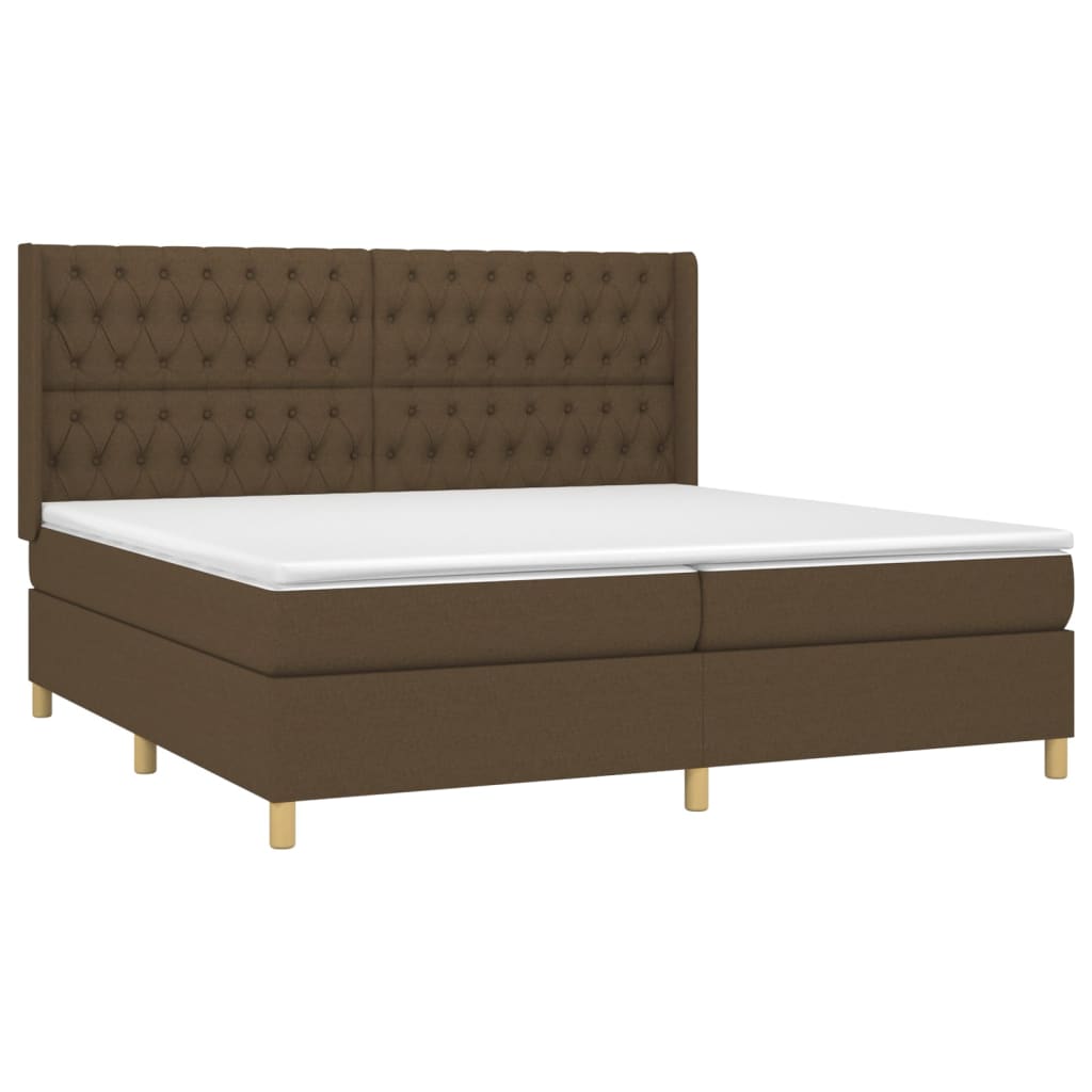 Pat box spring cu saltea, maro închis, 200x200 cm, textil GartenMobel Dekor