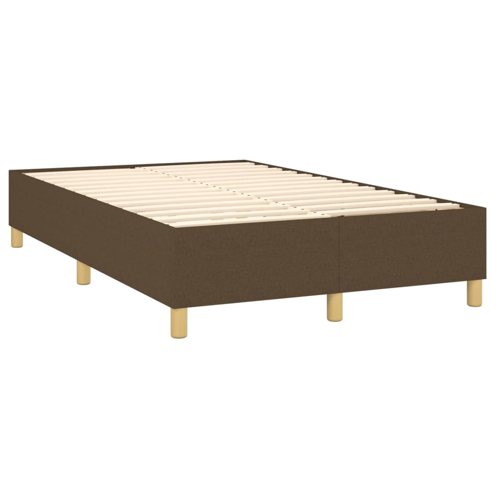 Pat cu arcuri, saltea și LED, maro închis, 120x200 cm, textil GartenMobel Dekor