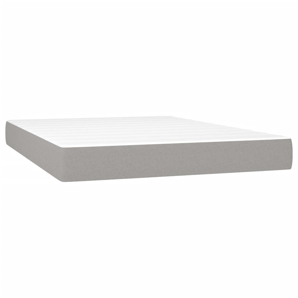 Pat box spring cu saltea, gri deschis, 140x190 cm, textil GartenMobel Dekor