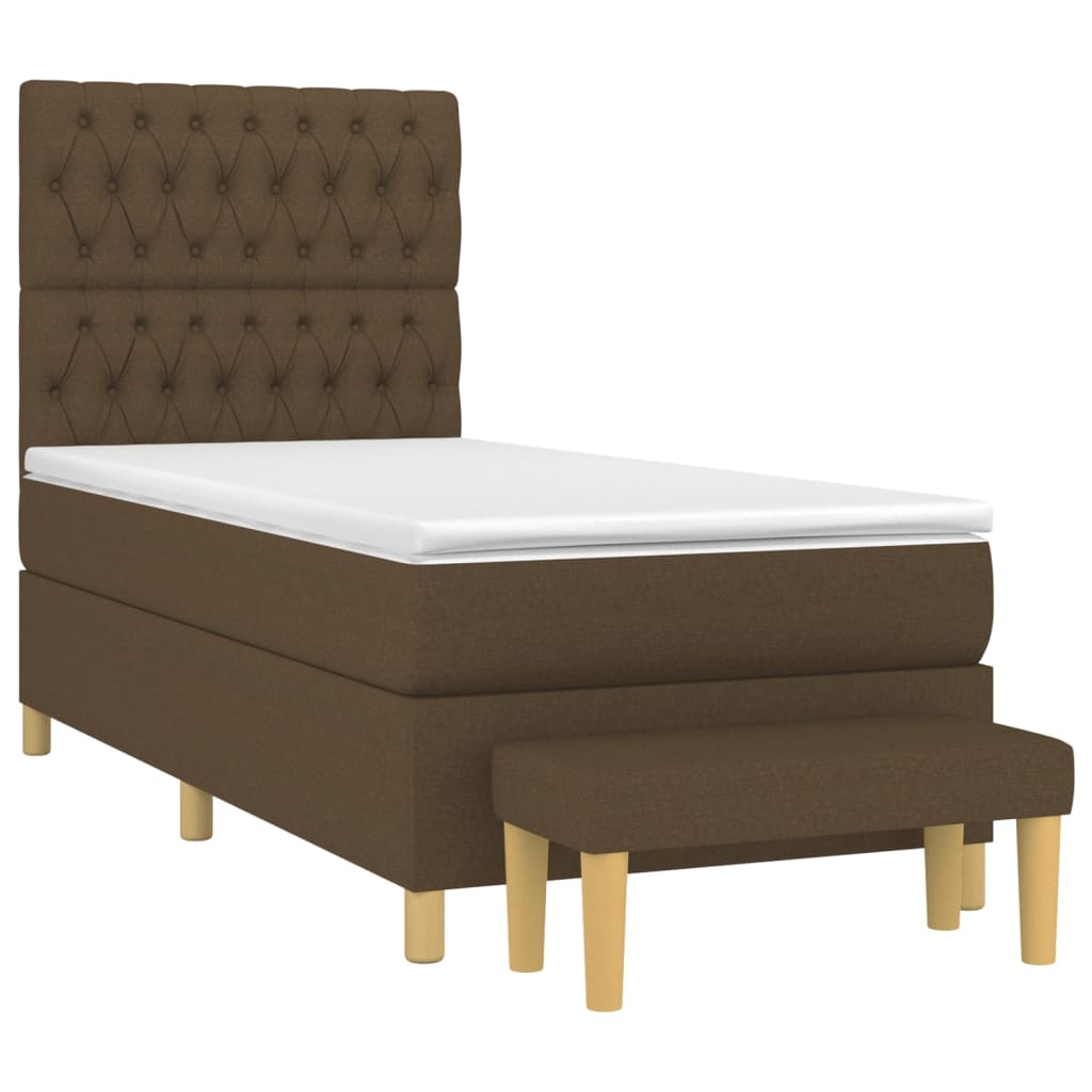 Pat box spring cu saltea, maro închis, 100x200 cm, textil GartenMobel Dekor