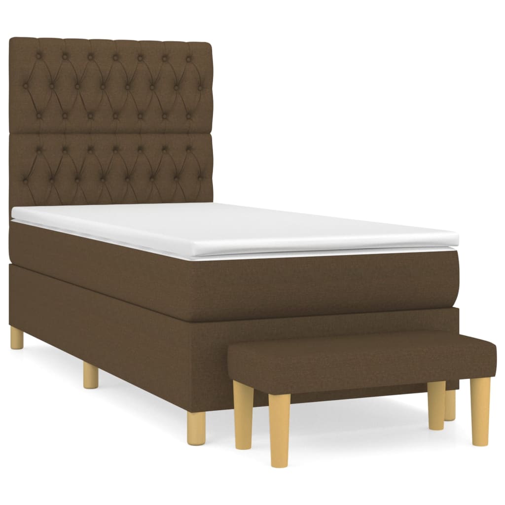 Pat box spring cu saltea, maro închis, 100x200 cm, textil GartenMobel Dekor