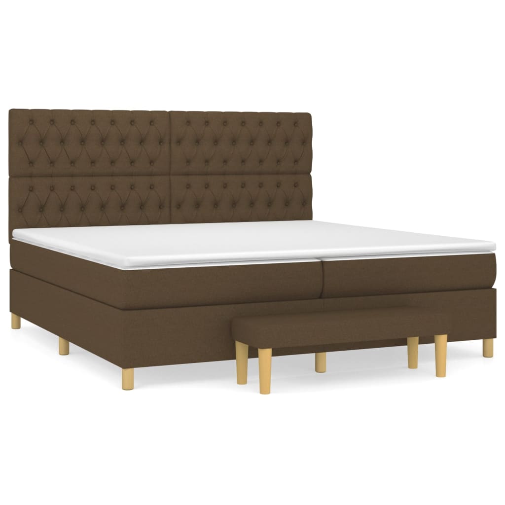 Pat box spring cu saltea, maro închis, 200x200 cm, textil GartenMobel Dekor