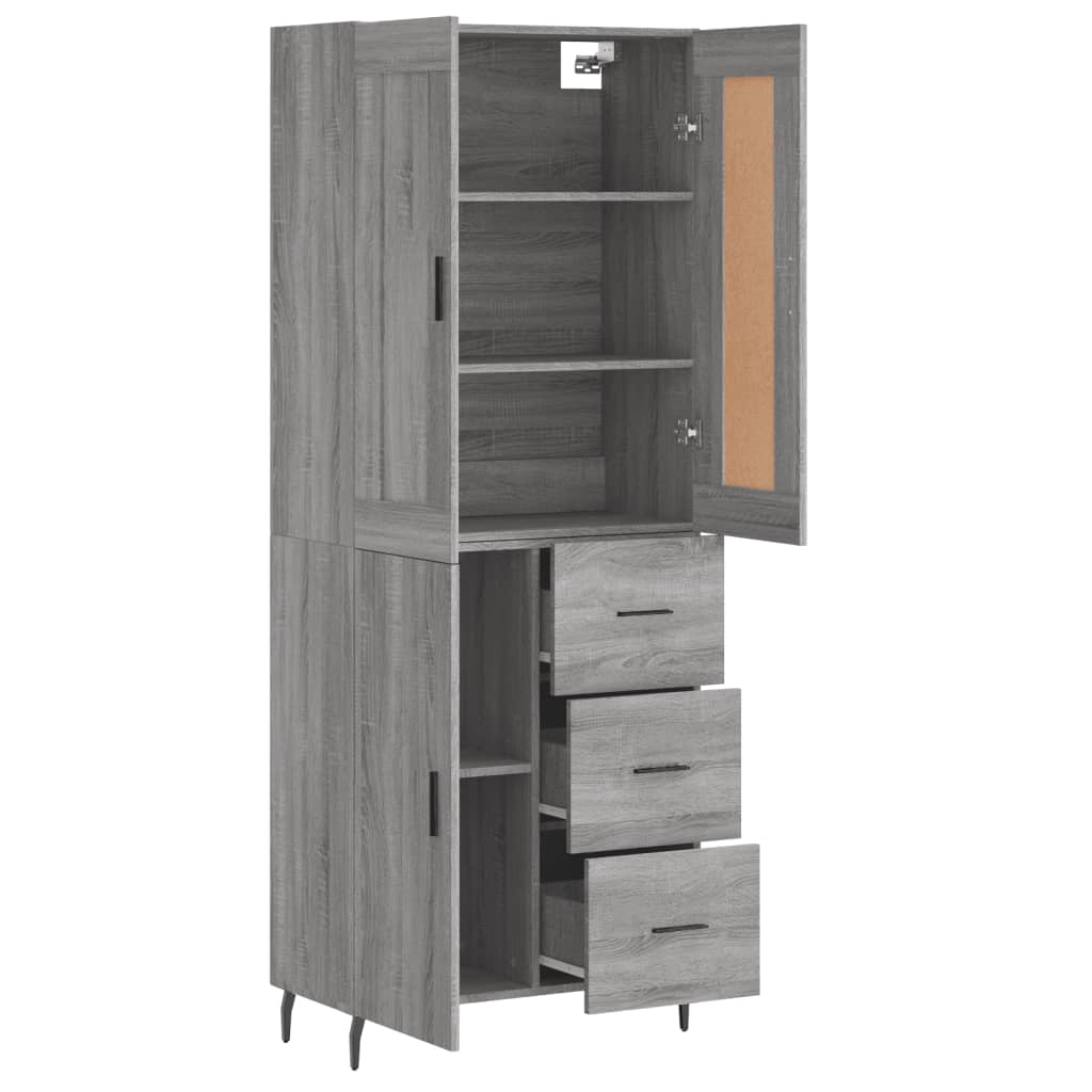 Dulap înalt, gri sonoma, 69,5x34x180 cm, lemn compozit GartenMobel Dekor