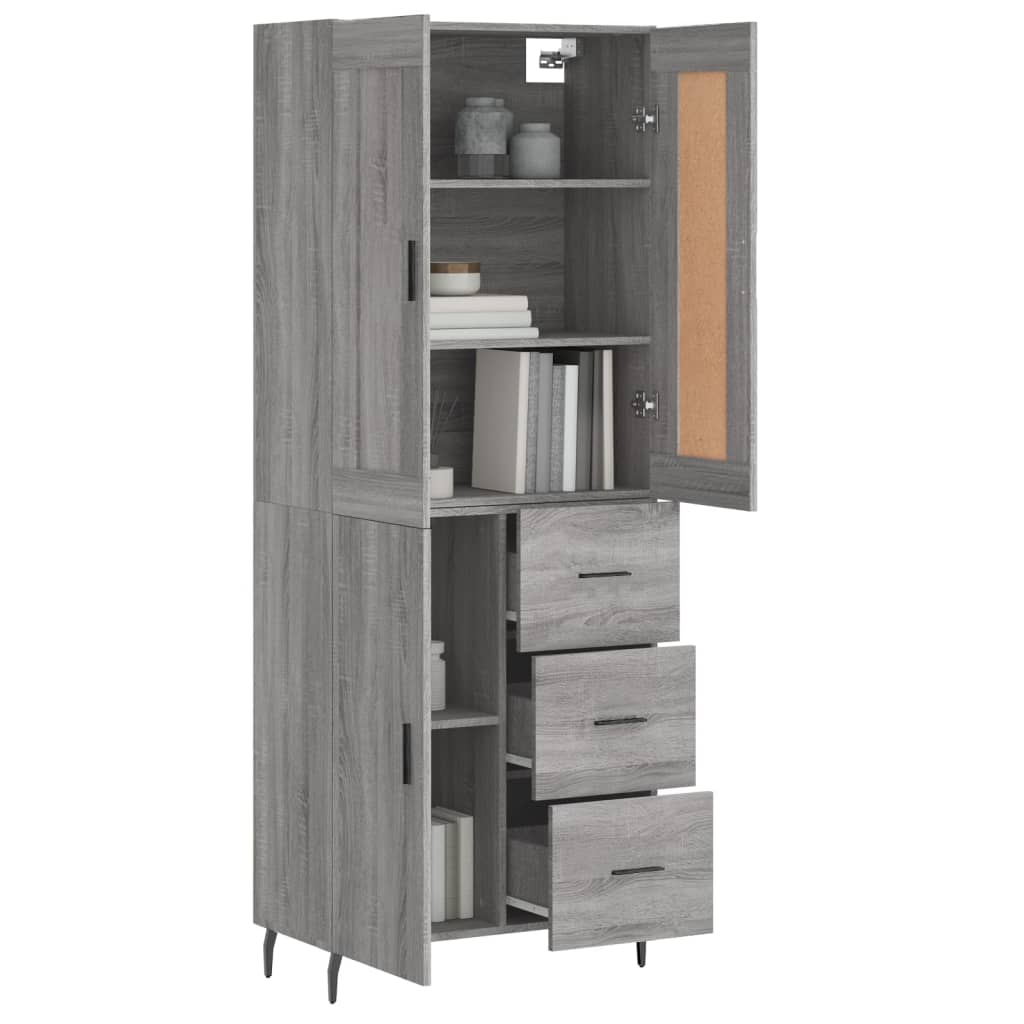 Dulap înalt, gri sonoma, 69,5x34x180 cm, lemn compozit GartenMobel Dekor